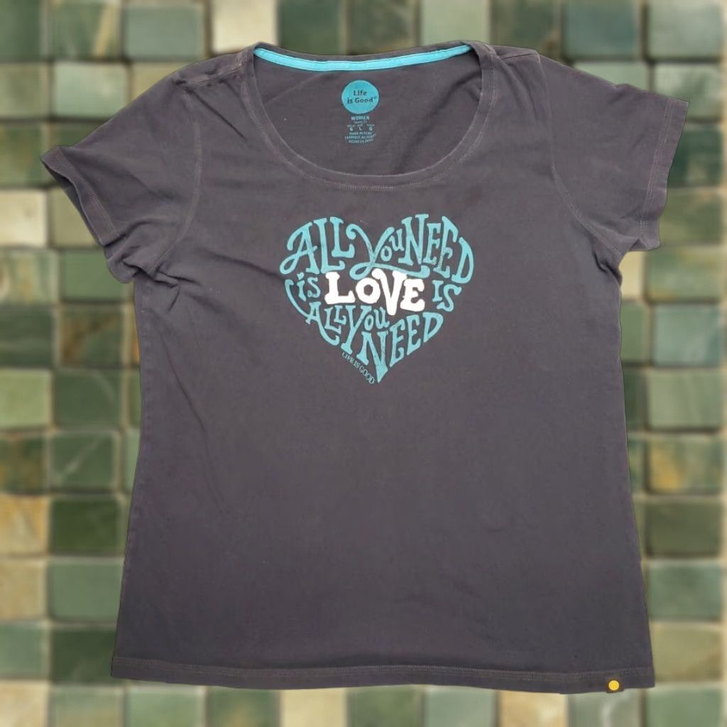 Life is Good VINTAGE Life is Good Shirt Womens L Black Heart All you Need is Love Valentine Retro Size L / US 10 / IT 46 - 1 Thumbnail