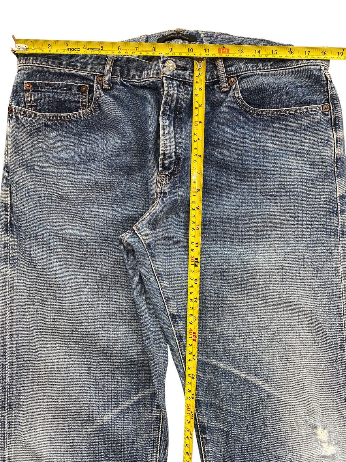 Uniqlo Uniqlo X Selvedge Faded Wash Ripped Style Straight Leg Jeans Size US 36 / EU 52 - 6 Thumbnail