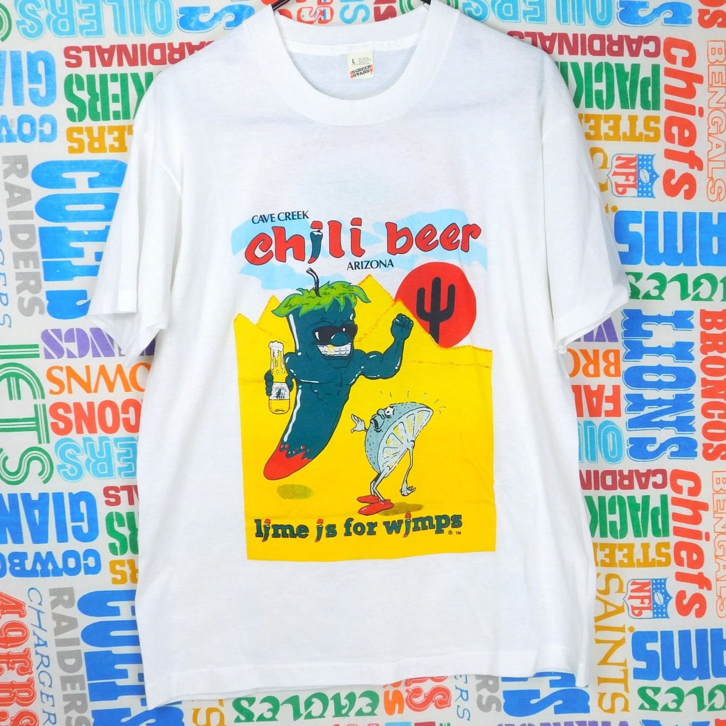 Fruit Of The Loom 90s Cave Creek Chili Beer T Shirt Size L Double Sided SS Size US L / EU 52-54 / 3 - 1 Thumbnail