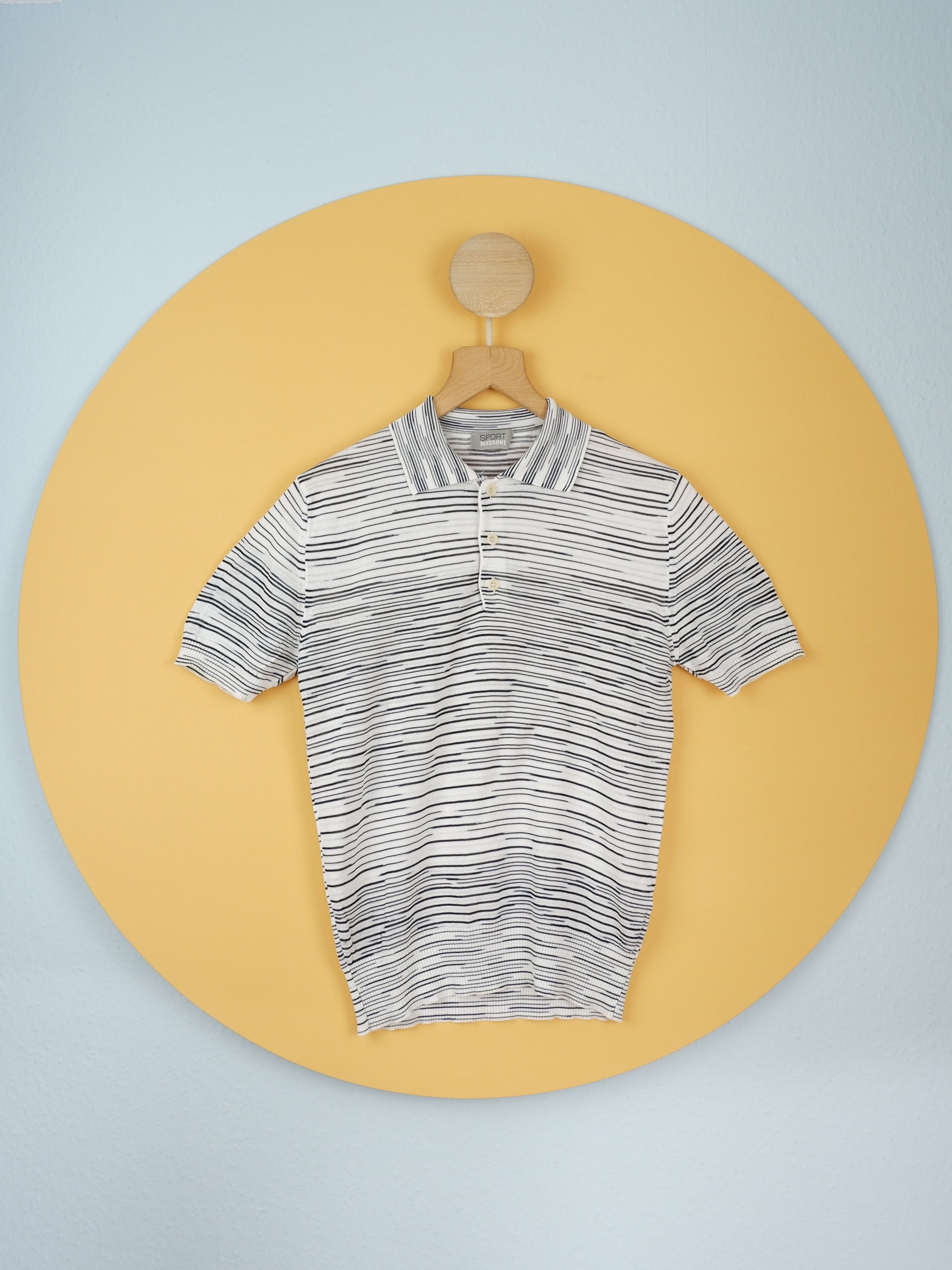 image of Missoni Iconic Space-Dye Pattern Polo Shirt in White, Men's (Size Small)