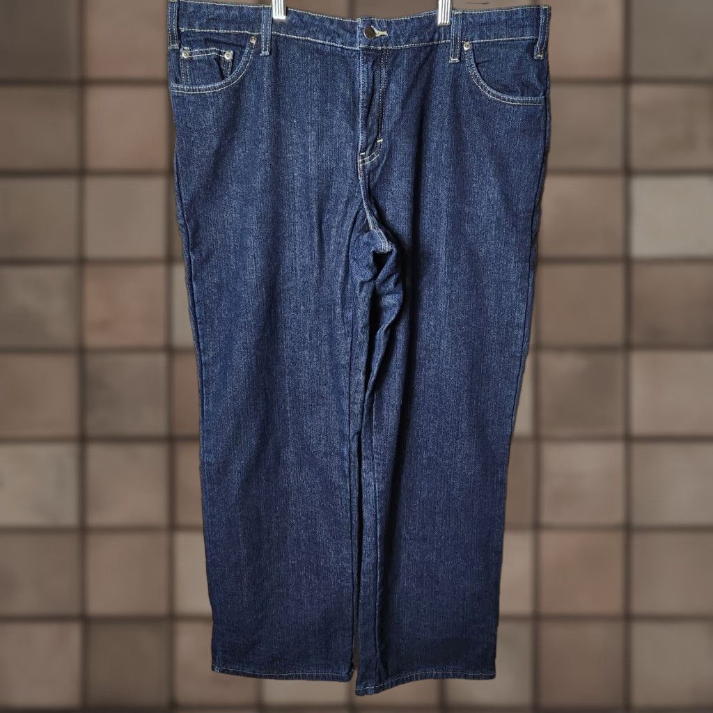 Dickies Dickies Jeans Women Dark Wash Straight Leg Flannel Lined Size 18 Plus Blue Dickies Womens Jeans Size 40" / US 18 - 1 Thumbnail
