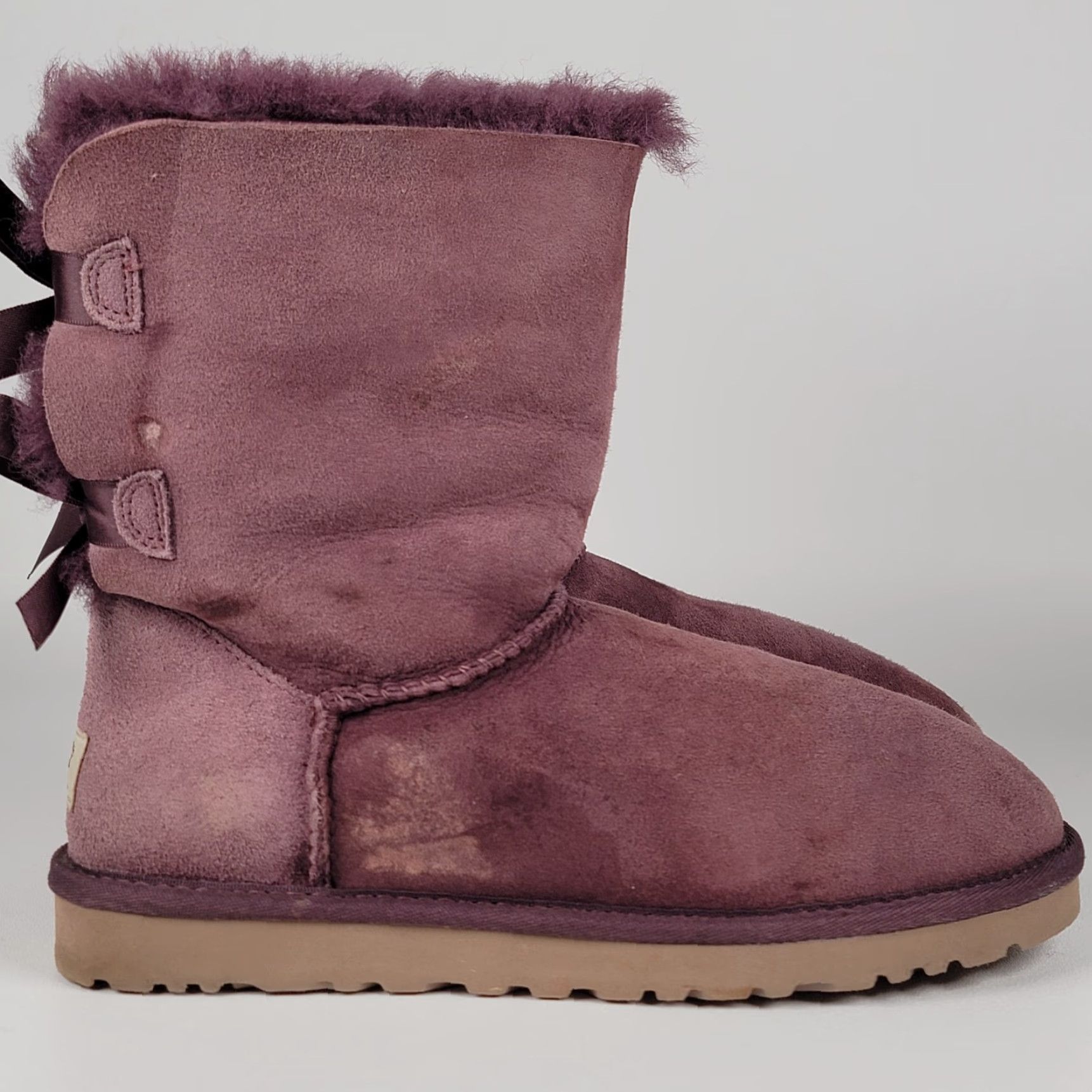 Ugg UGG Bailey Bow II Port Suede Fur Purple Boots Women’s Size 6 Bow Size US 5 / IT 35 - 2 Thumbnail