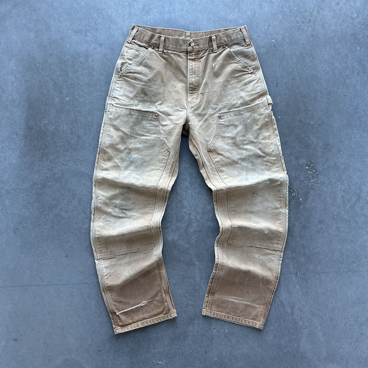 image of Crazy Vintage Y2K Carhartt Baggy Faded Double Knee Skater 32 in Tan, Men's