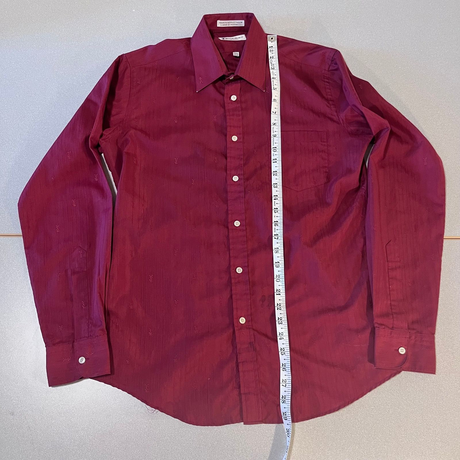 Yves Saint Laurent Yves Saint Laurent monogram Shirt – Size 34 – Burgundy Size US M / EU 48-50 / 2 - 5 Thumbnail