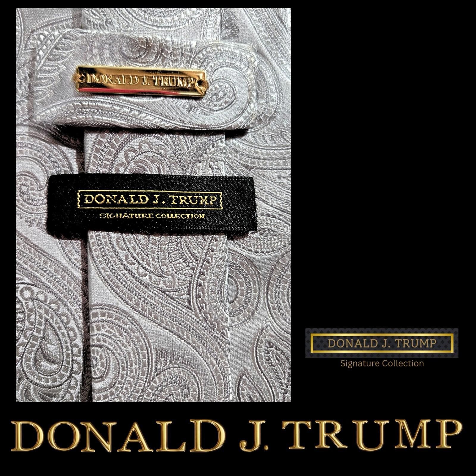 Designer Donald J. Trump Collection Necktie Silver Paisley NEW Size ONE SIZE - 3 Thumbnail