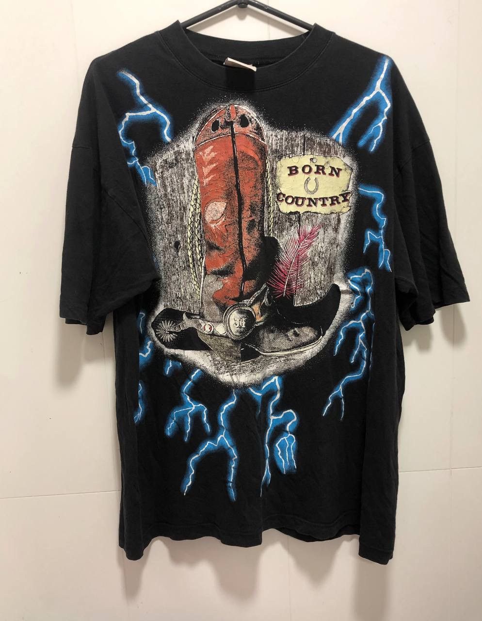 Vintage Vintage American Thunder Size Large Black T-Shirt Born Count Size US L / EU 52-54 / 3 - 1 Thumbnail