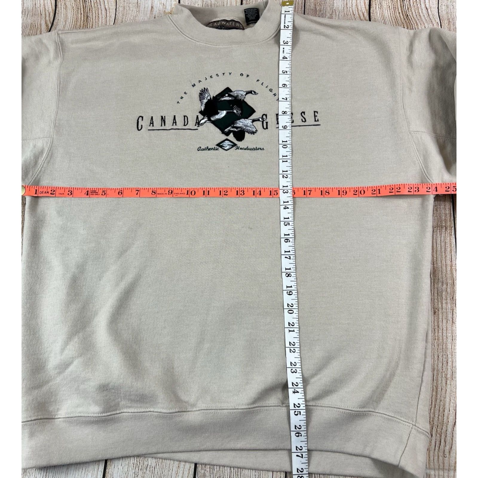 Vintage VINTAGE Headwaters Canada Geese Embroidered Crewneck Sweatshirt - Size L - tan - Cotton Polyester Knit - Regular Fit - Men Size US L / EU 52-54 / 3 - 3 Thumbnail