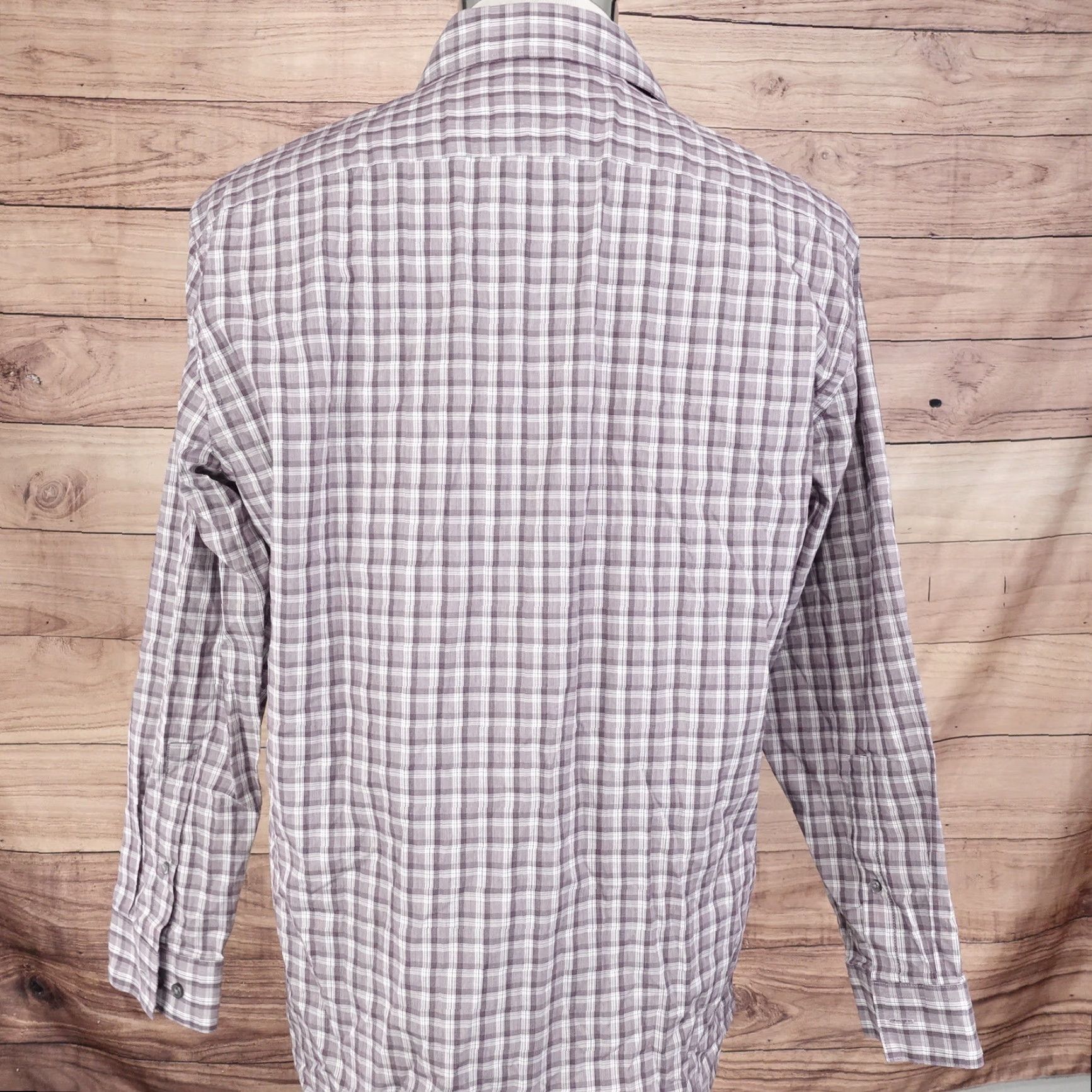 Apt. 9 APT. 9 PREMIER FLEX SLIM FIT MAUVE PLAID BUTTON UP SHIRT MENS L 16-16.5 32/33 Size US L / EU 52-54 / 3 - 4 Thumbnail