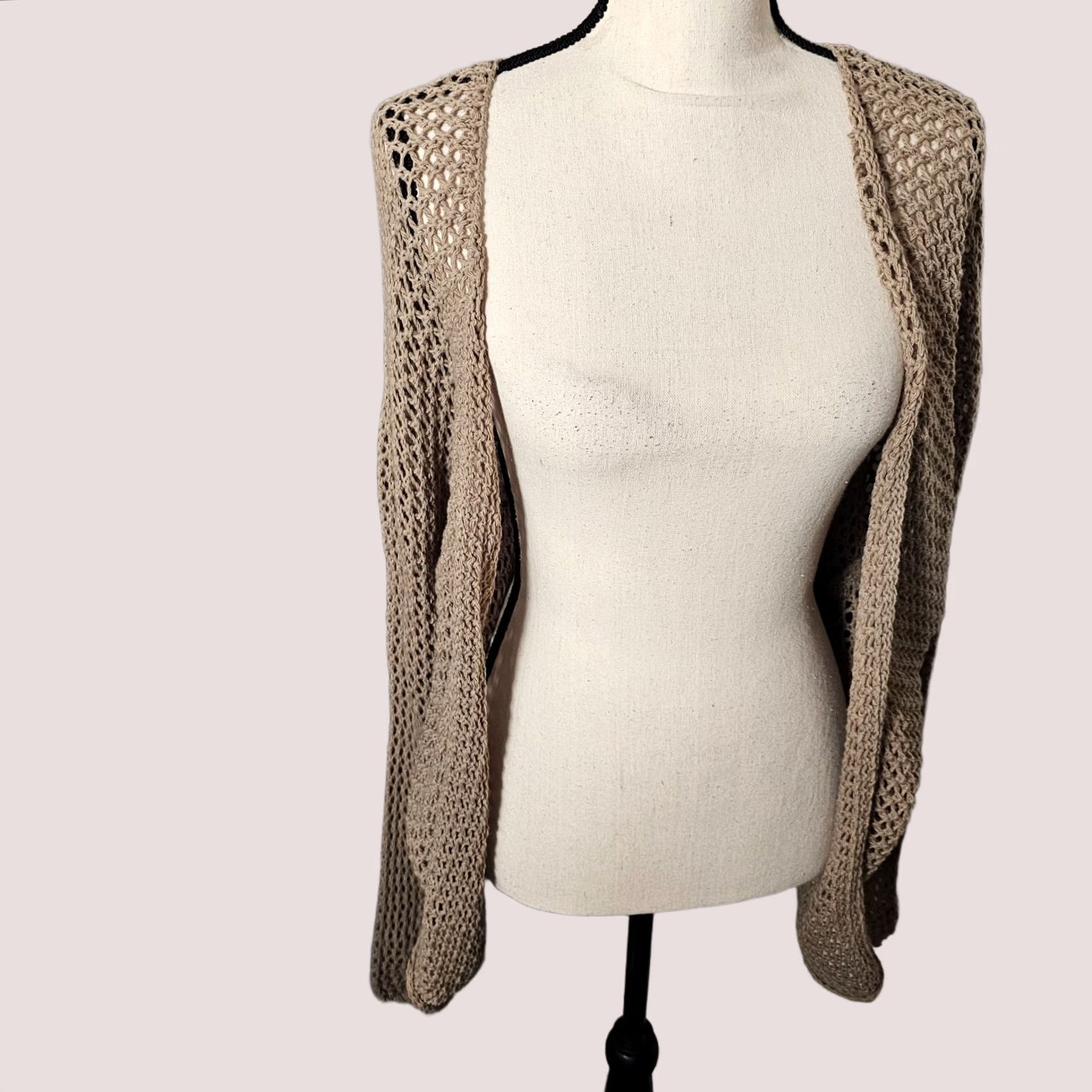 Vintage Don’t Ask Why Cardigan Women One Size Cable-Knit Brown Open Front Long Sleeve Knit Sweater 90s Bohemian Vintage No Size ONE SIZE - 1 Thumbnail