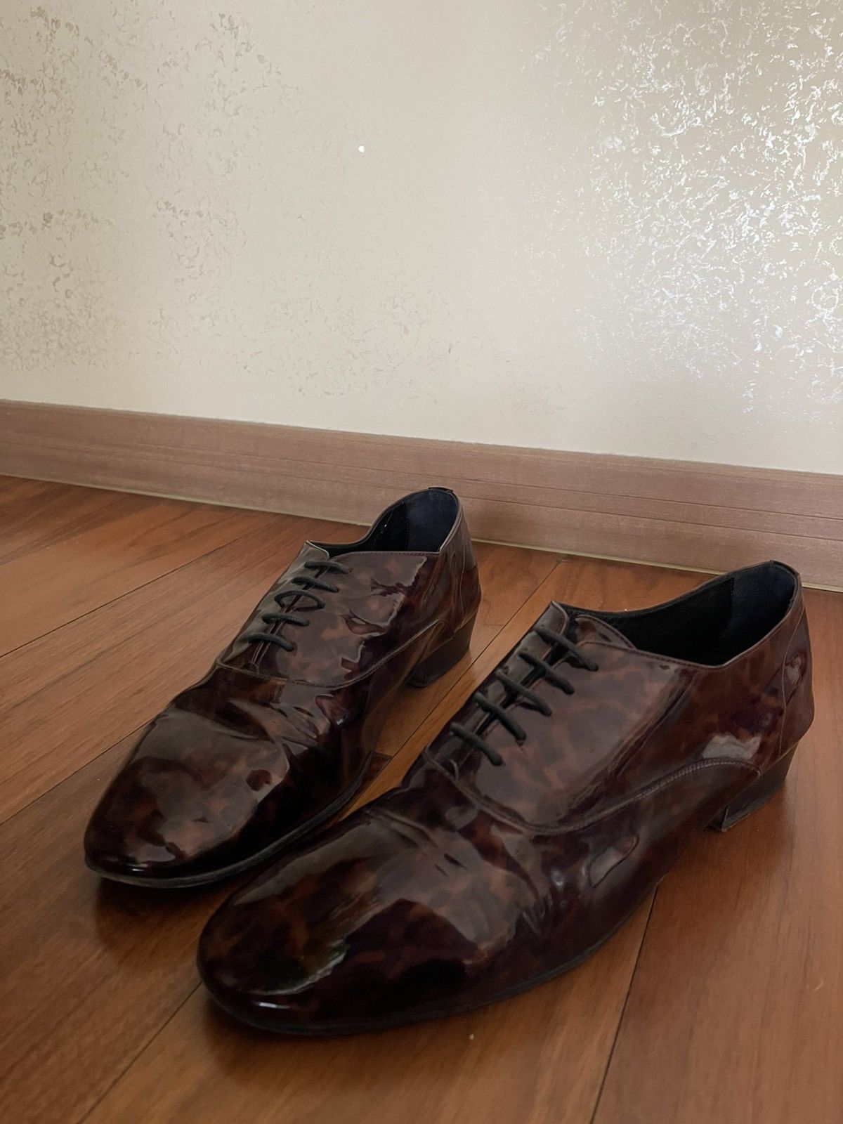 Saint Laurent ss20 leopard patent derby