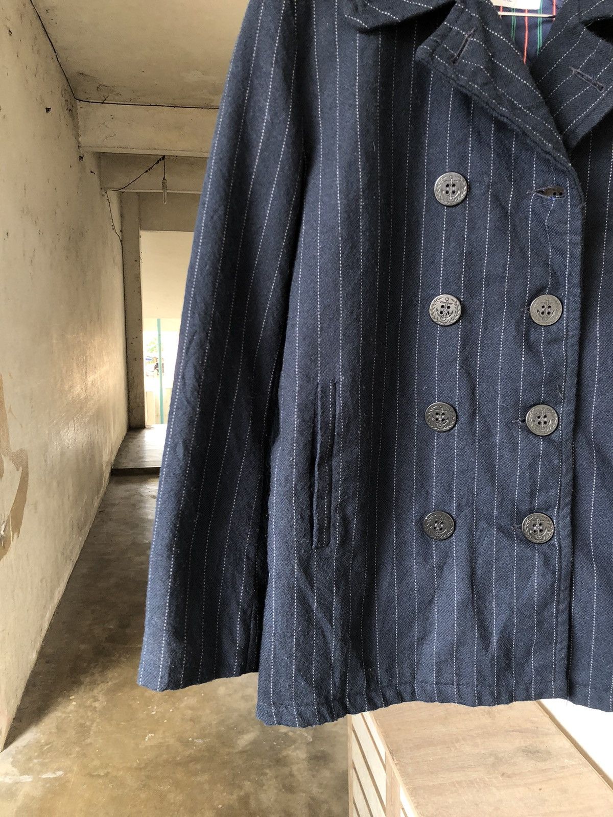Schott Rare❗️Schott x Takeo Kikuchi Wool Stripe Pea Coat Size US S / EU 44-46 / 1 - 4 Thumbnail