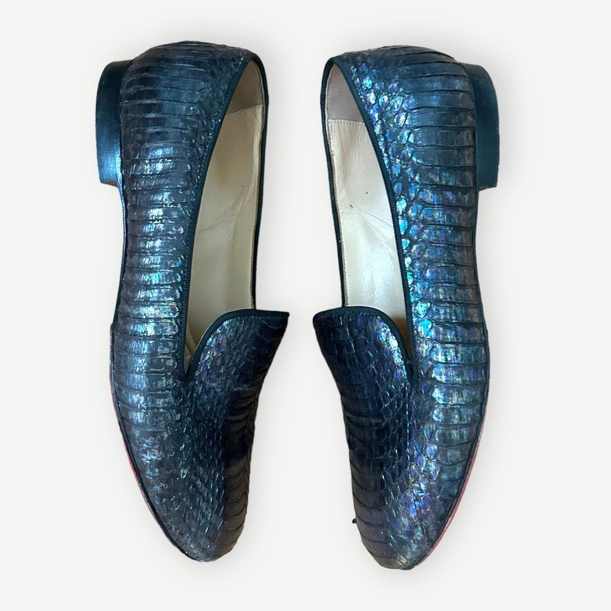 Christian Louboutin CHRISTIAN LOUBOUTIN Iridescent Python Loafers 36 6 Blue Flat Size US 5 / IT 35 - 8 Thumbnail