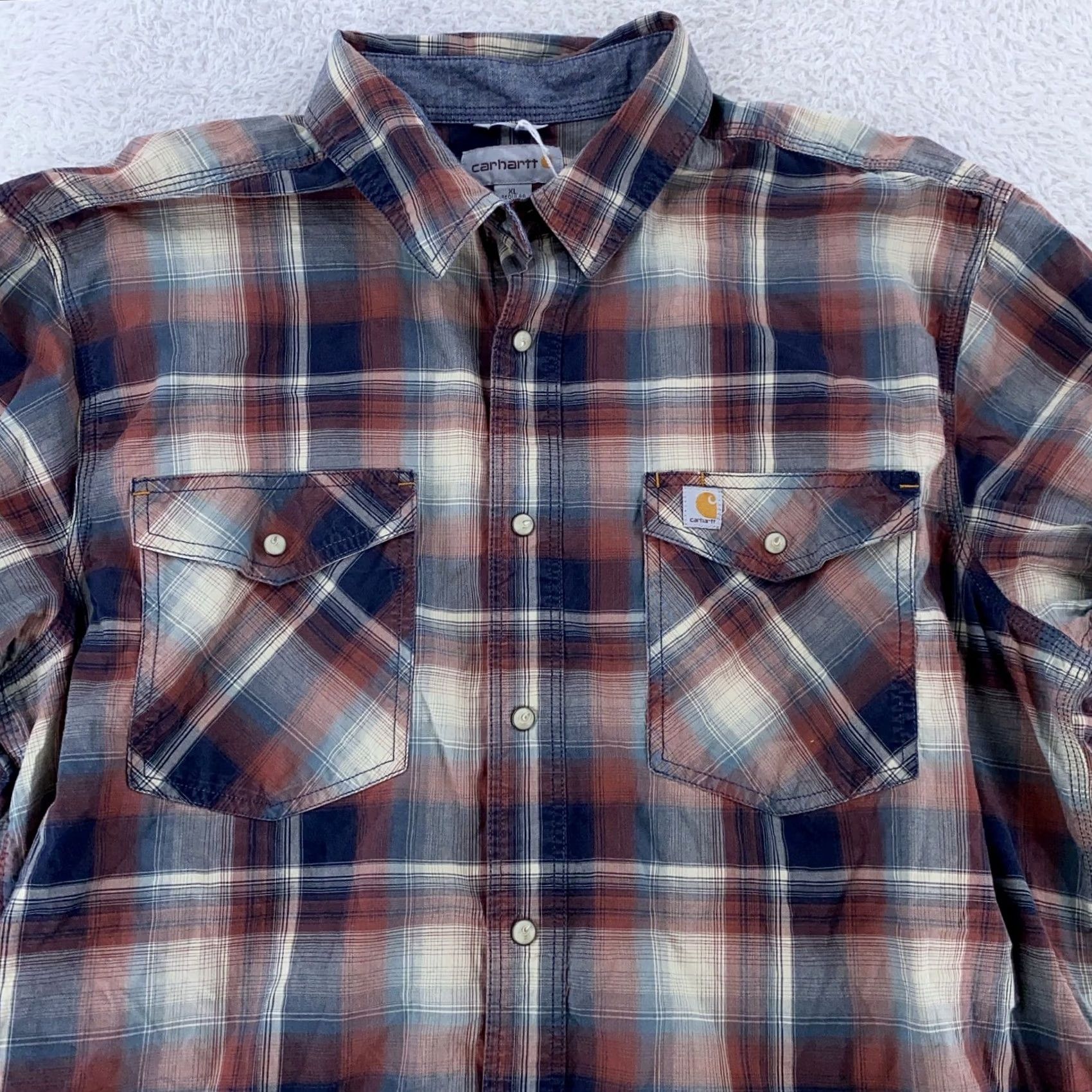 Carhartt Carhartt Shirt Mens XL Plaid Button Down Long Sleeve Western Workwear Cotton Red Size US XL / EU 56 / 4 - 2 Thumbnail
