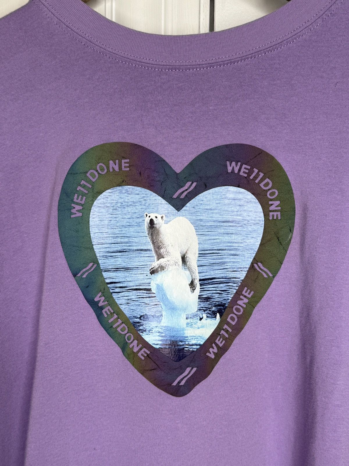 WE11DONE Lavender Polar Bear Reflective Heart Tee Size US XS / EU 42 / 0 - 3 Thumbnail