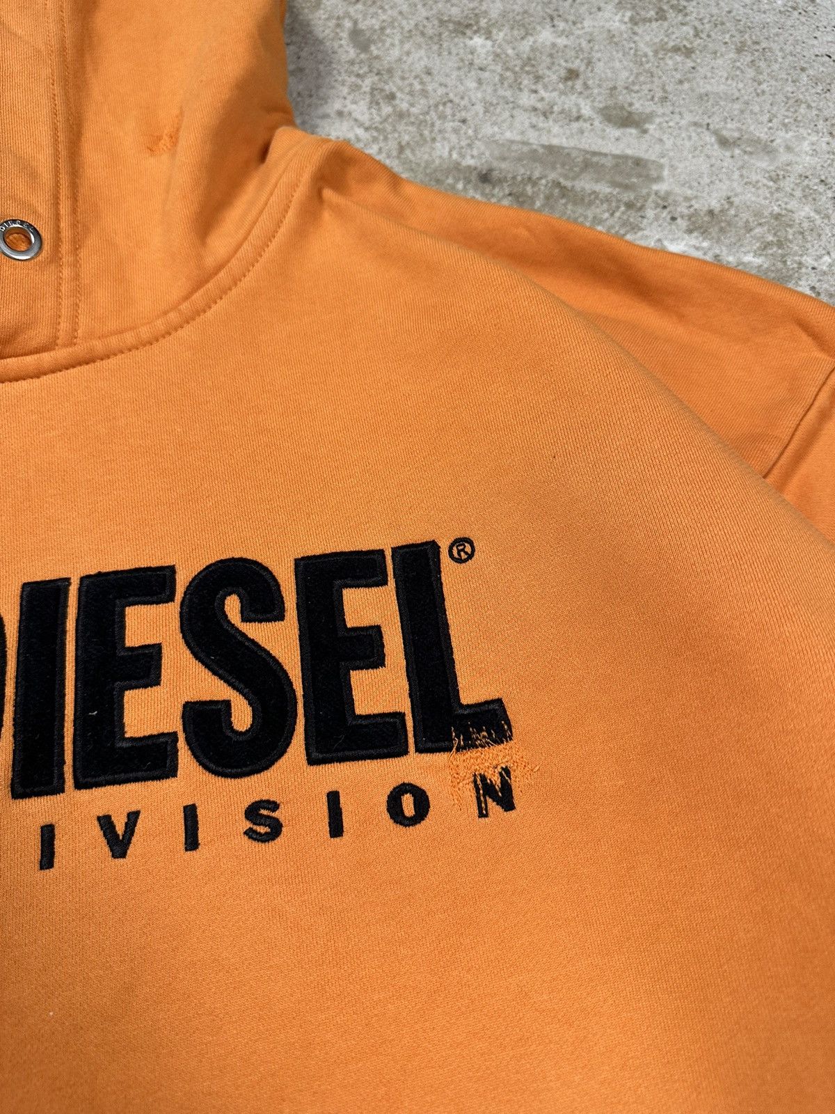 Diesel × Vintage Vintage Diesel Big Logo Reworked Boxy Orange Hoodie Size US L / EU 52-54 / 3 - 8 Thumbnail
