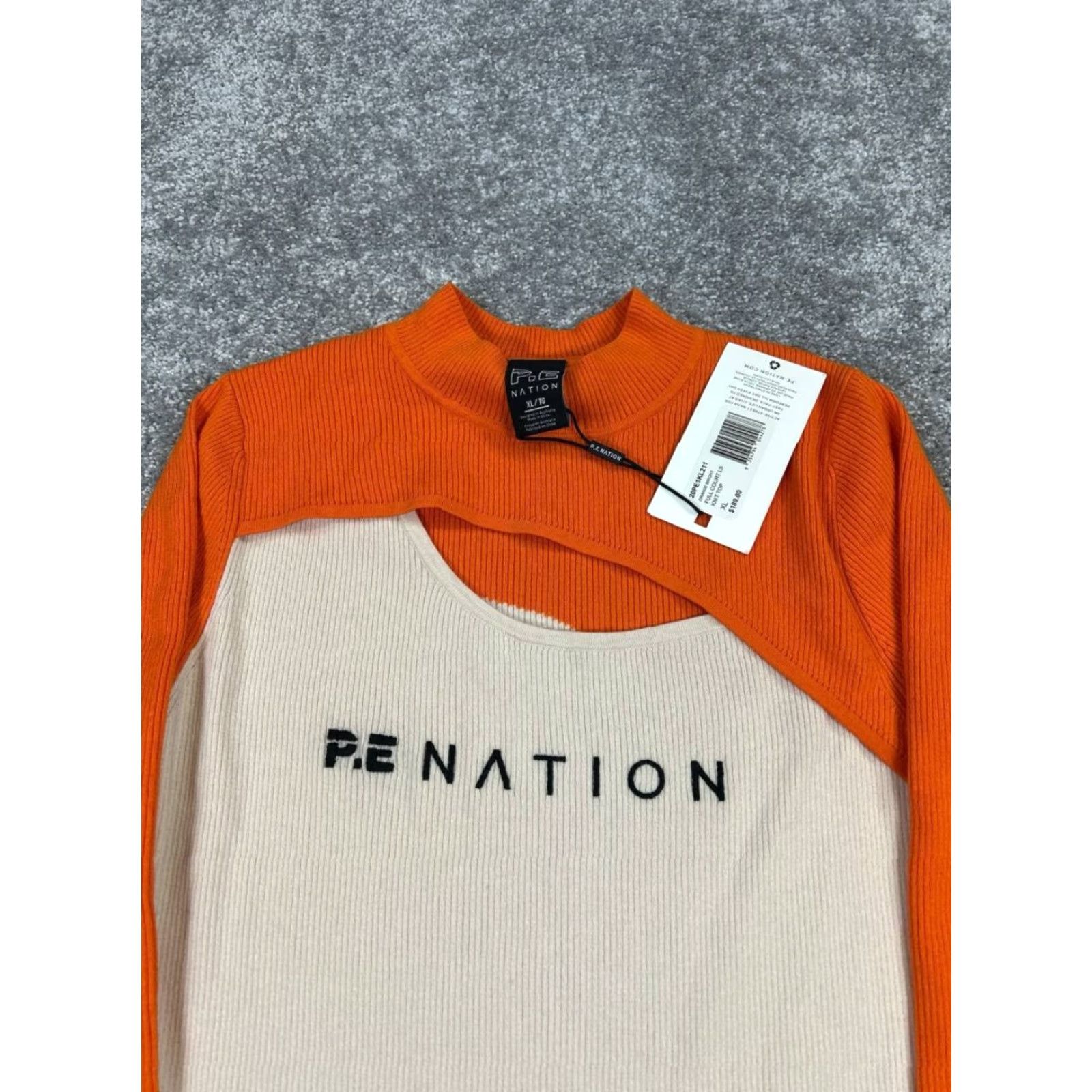 P.E Nation P.E Nation Sweater Womens XL Orange White Wool Knit Pullover Posture Pullover Winter Casual Size XL Womens Size XL / US 12-14 / IT 48-50 - 2 Thumbnail