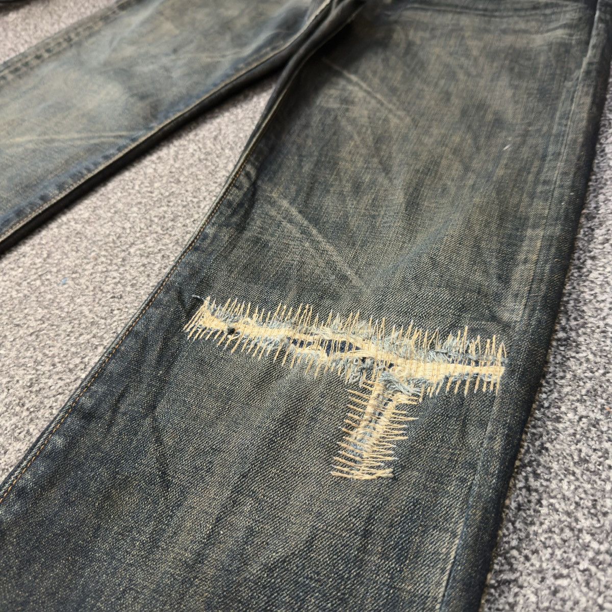 Seditionaries 90s Slim Boot Fit Gap Distressed Rusty Denim Size US 31 - 5 Thumbnail