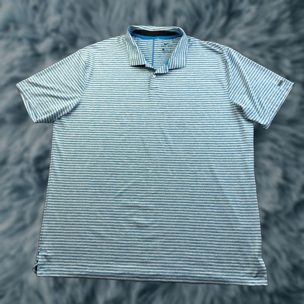 Nike Nike Tiger Woods Polo Shirt Mens Extra Large Blue Dri Fit Vapor Dry Stripe Size US XL / EU 56 / 4 - 1 Thumbnail