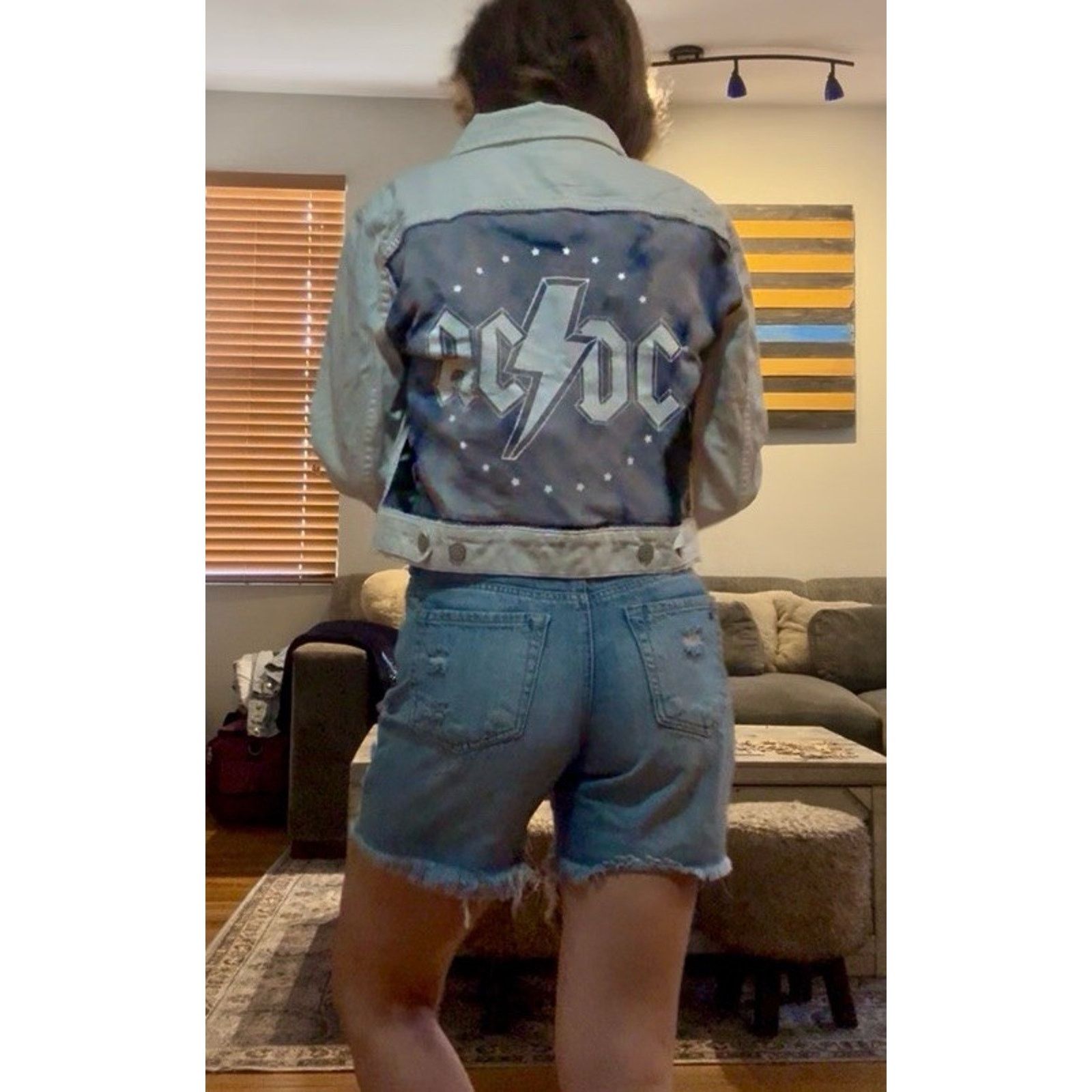 Levi's AC/DC Vintage Retro Jacket Tie Dye 70s 80s Metal Rock Denim Size S / US 4 / IT 40 - 1 Thumbnail