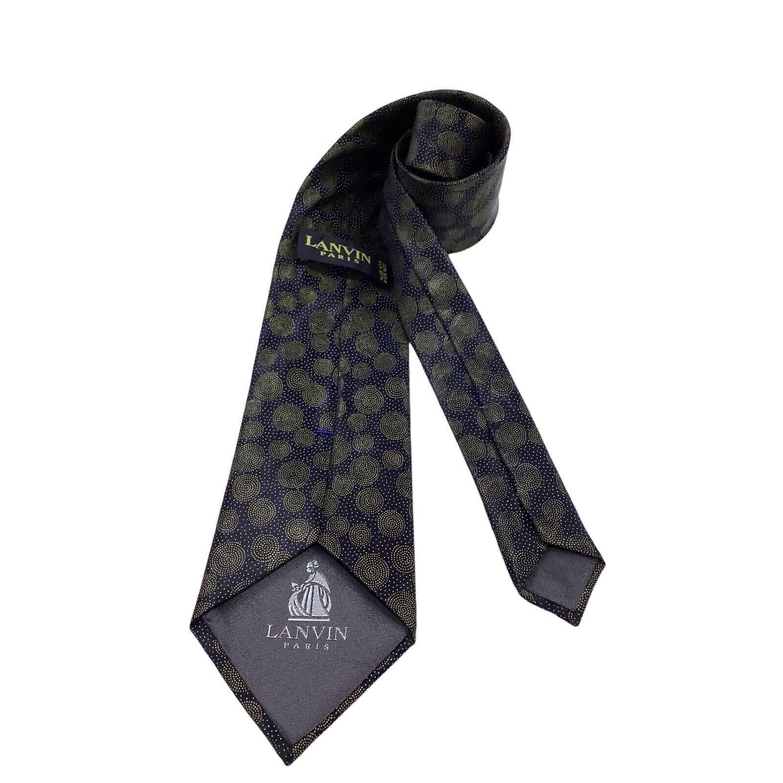 Lanvin LANVIN PARIS Black Geometric Luxury Designer Silk Tie France Size ONE SIZE - 2 Thumbnail