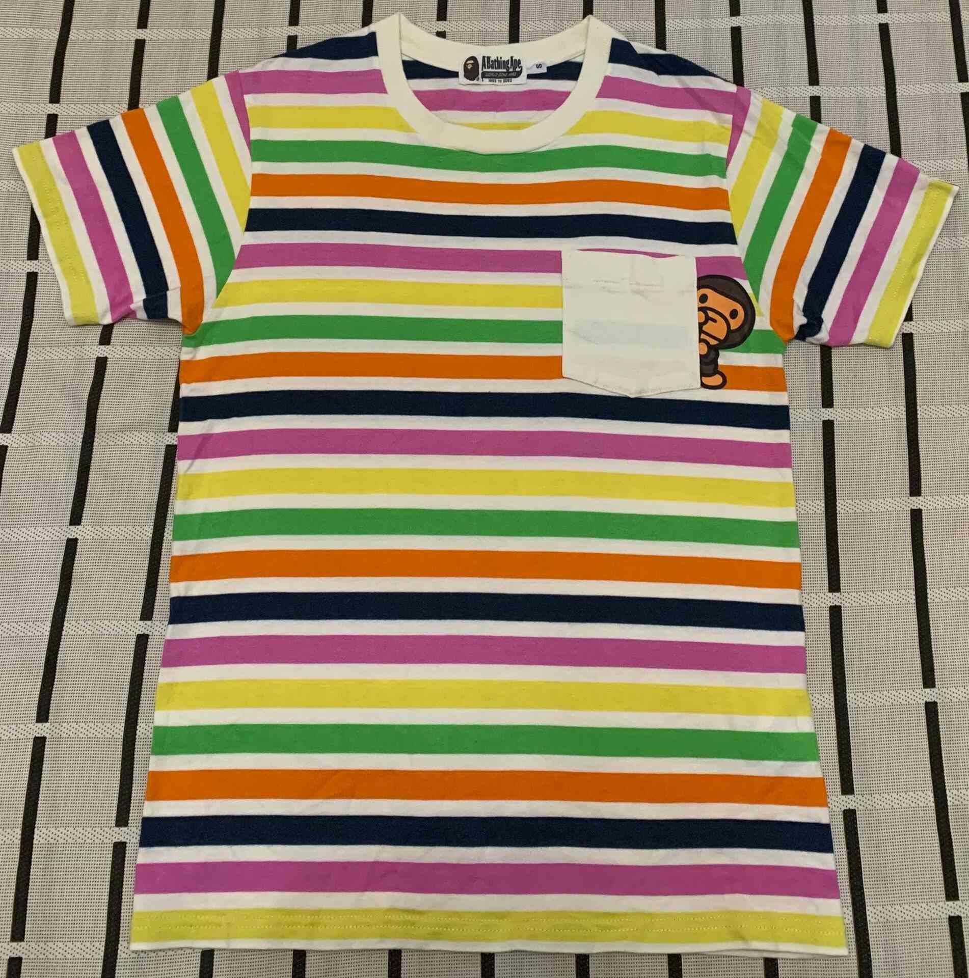 Bape Bape Striped Rainbow Multi T-Shirt S Men Size US S / EU 44-46 / 1 - 1 Thumbnail