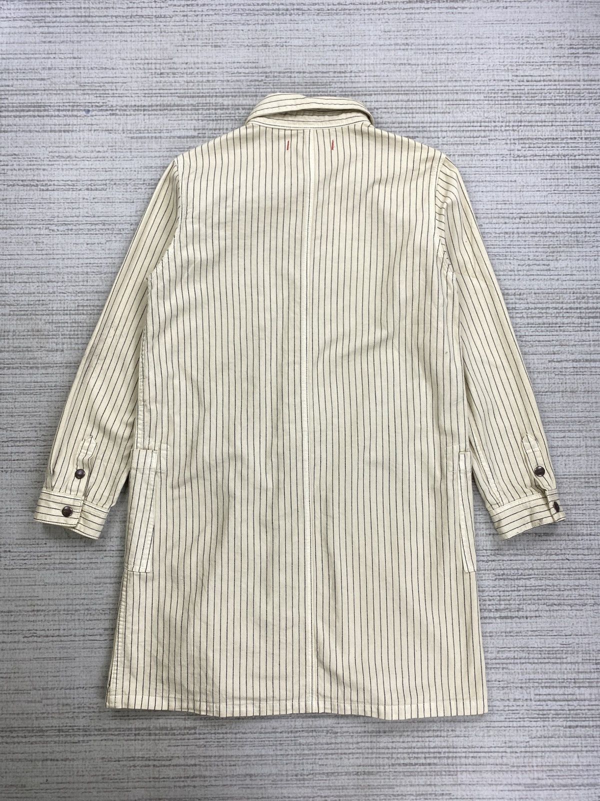 Designer × Japanese Brand × Vintage Vintage Tepo Denim Sanforized Union Made Stripe Long Jacket Size US M / EU 48-50 / 2 - 2 Thumbnail