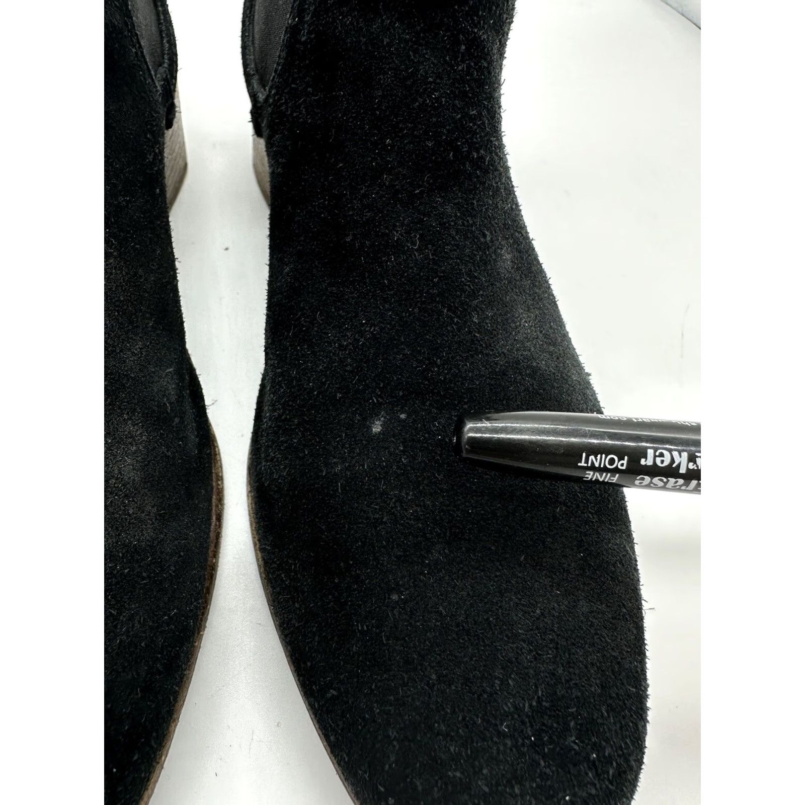 Vintage Alberto Fermani Women Boot Suede Leather Ankle Black 6 EU37 US6 Block Heel, Leather Lining, Round Toe, 3/4 Shaft, Italy, Boot, Casual, Women Size US 6 / IT 36 - 5 Thumbnail