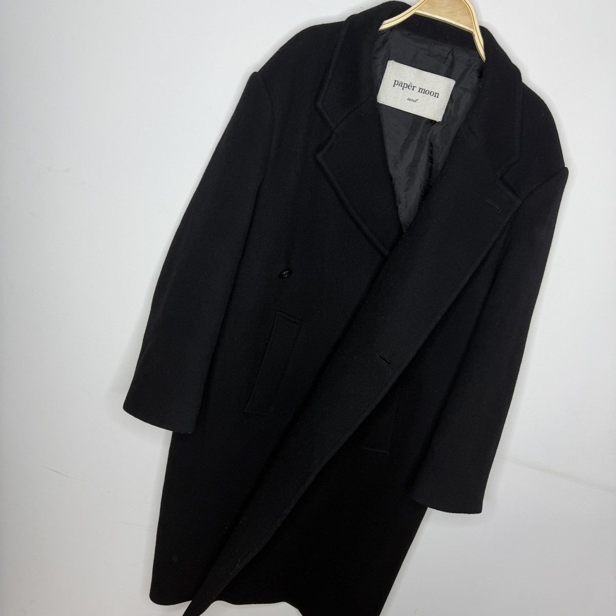 Japanese Brand Paper Moon Made in Korea Oversized Heavy Black Wool Coat Size US M / EU 48-50 / 2 - 7 Thumbnail