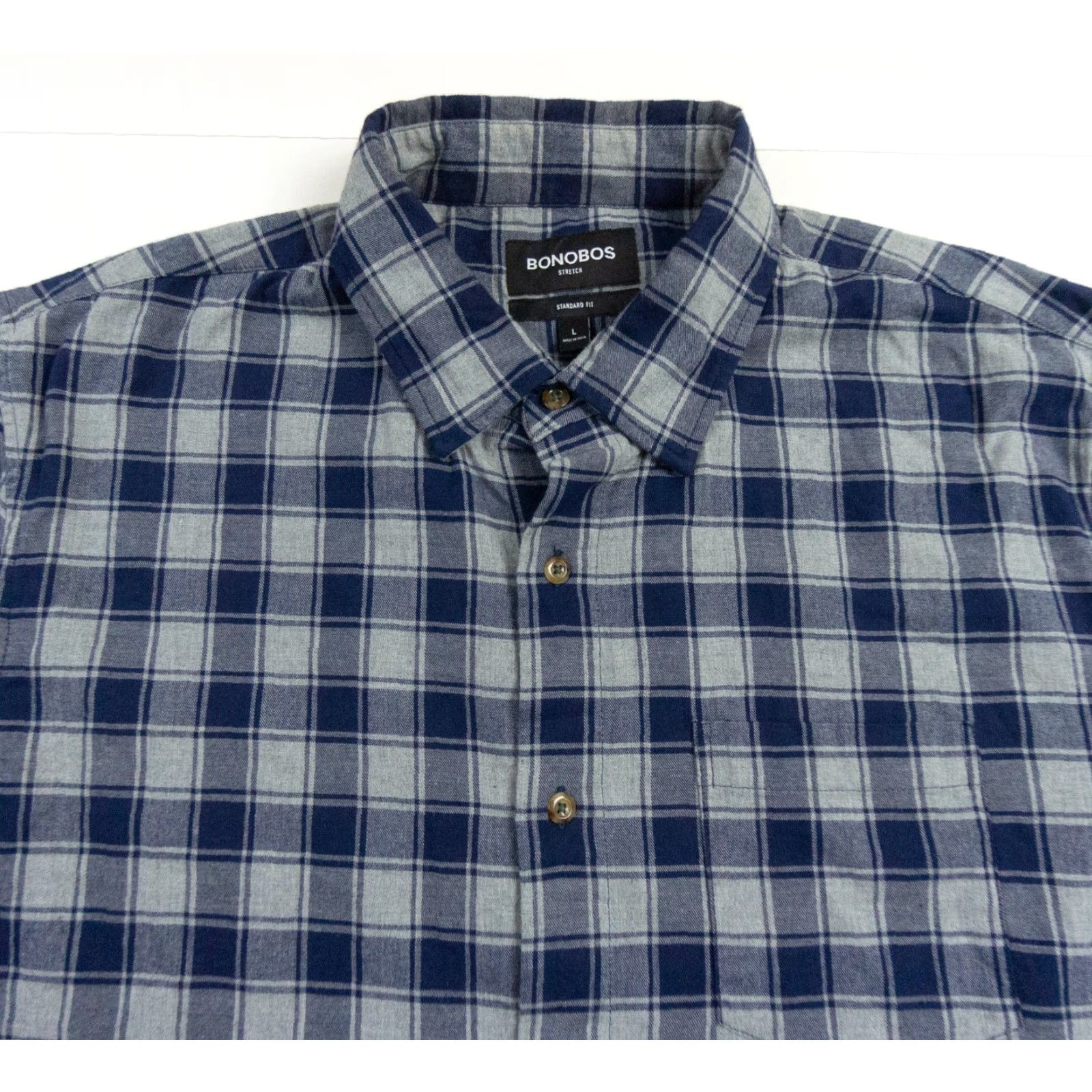 Bonobos Bonobos Men's Stretch Button-Up Shirt Long Sleeve Casual Business Blue Plaid Large - Cotton Spandex, Regular Fit, Preppy Mens Shirts Size US L / EU 52-54 / 3 - 2 Thumbnail