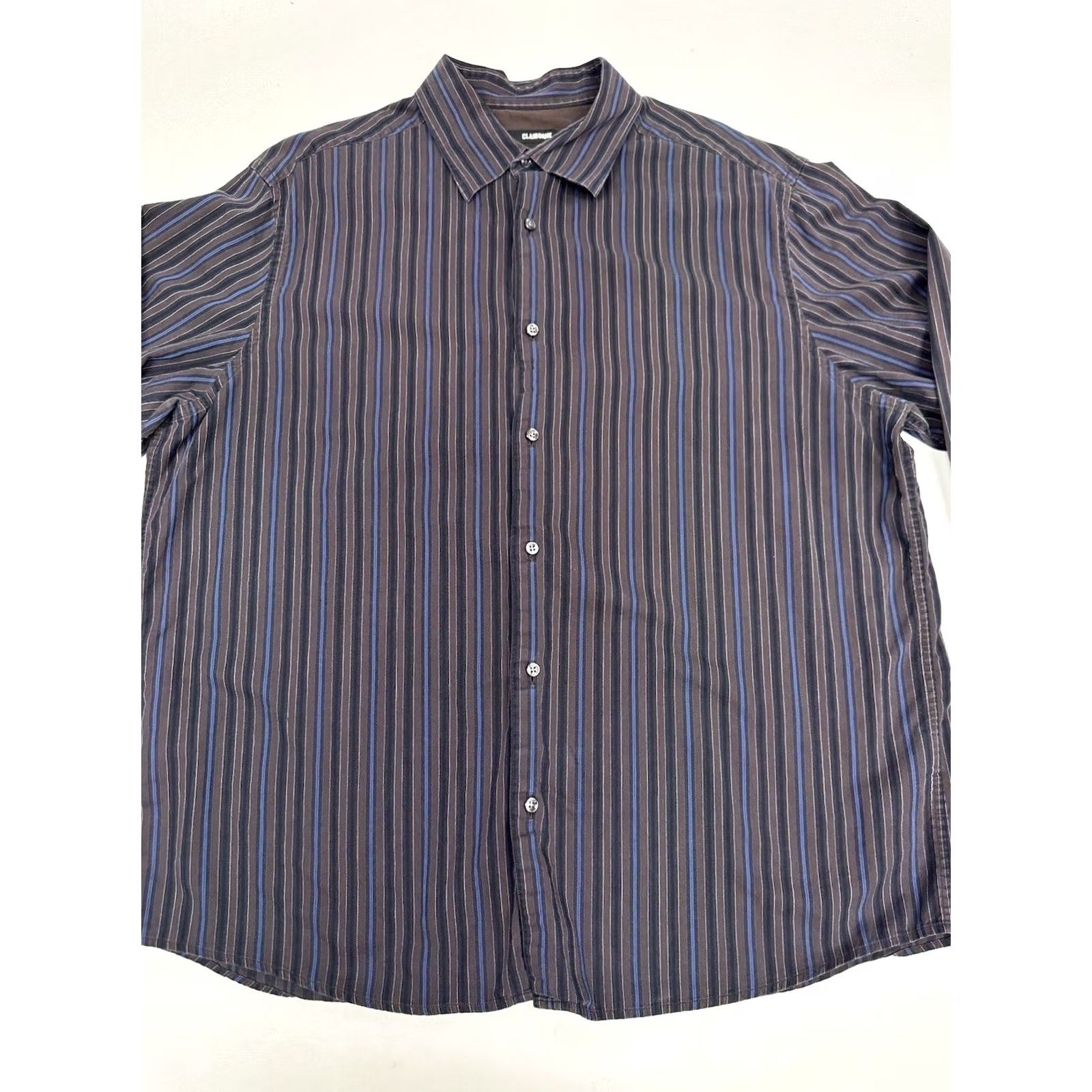 Liz Claiborne Claiborne Button Shirt Long Sleeve Striped Cotton Modern Fit Men's Adult Sz 2XL Size US XXL / EU 58 / 5 - 2 Thumbnail