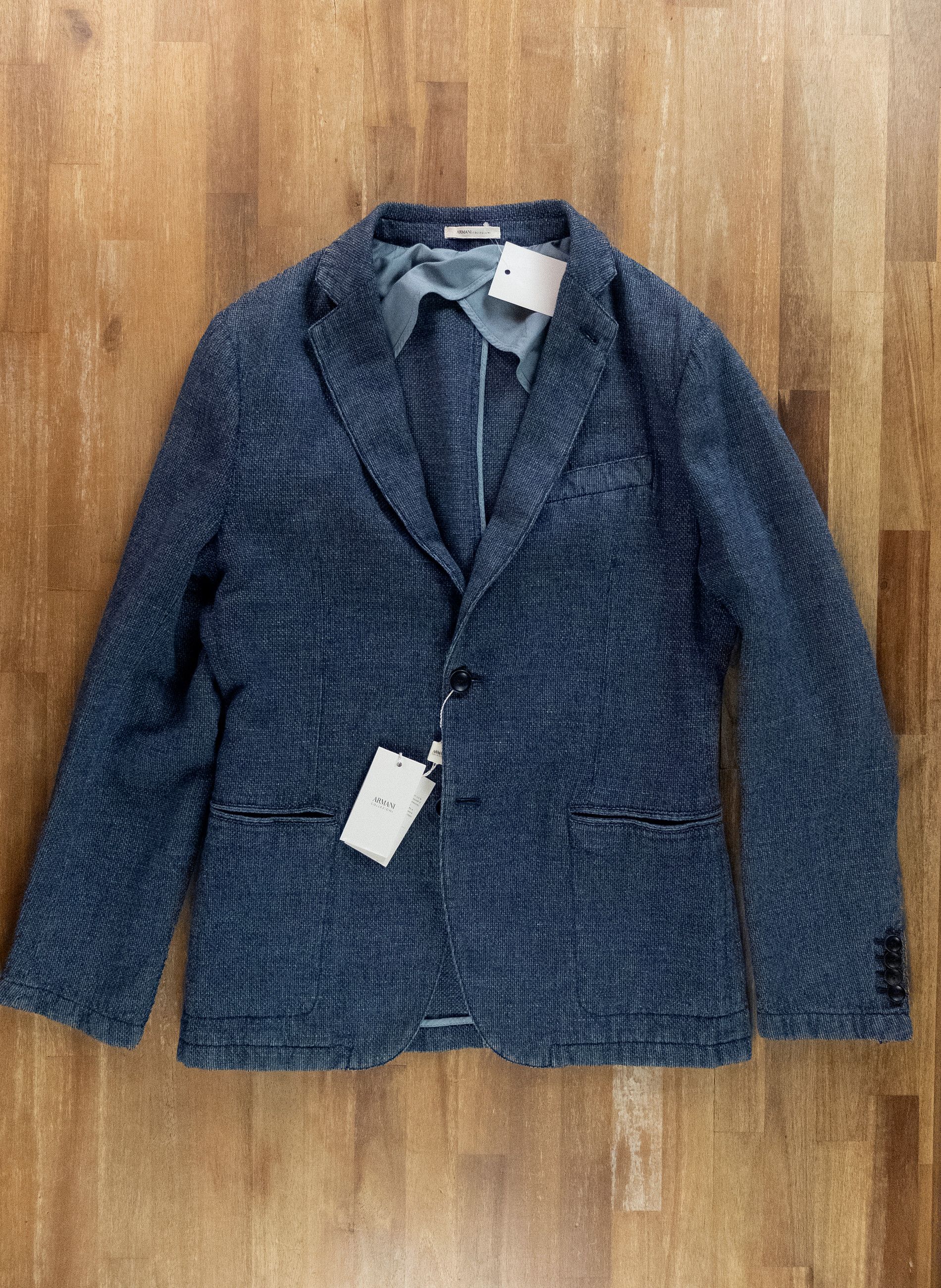 Armani Collezioni ARMANI COLLEZIONE blue cotton linen sportcoat 38 48 Size 38R - 4 Thumbnail