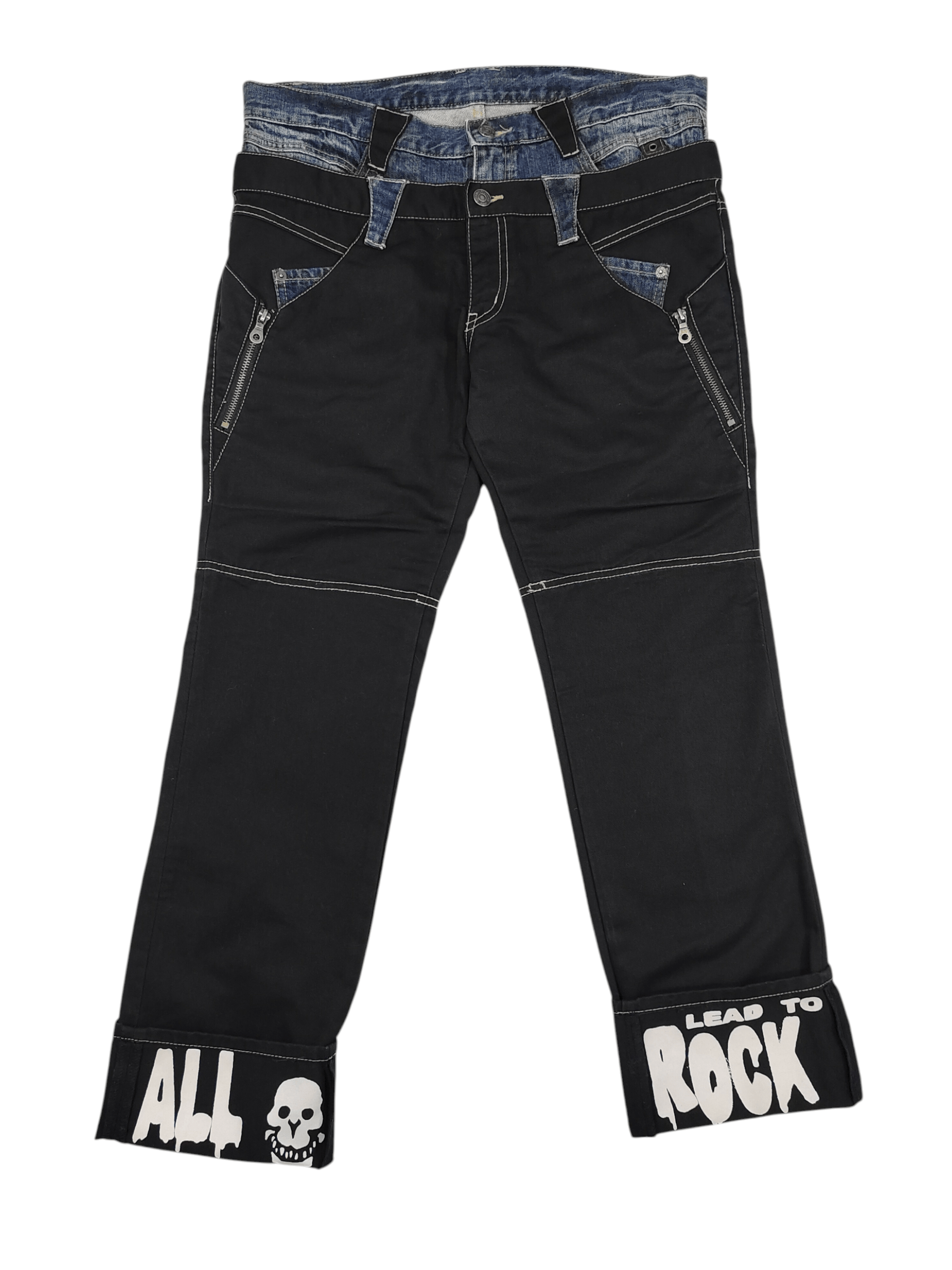 PPFM 00s PPFM- Rock Punk Hybrid Skull Cuff Double Waist Trousers Size US 34 / EU 50 - 1 Thumbnail
