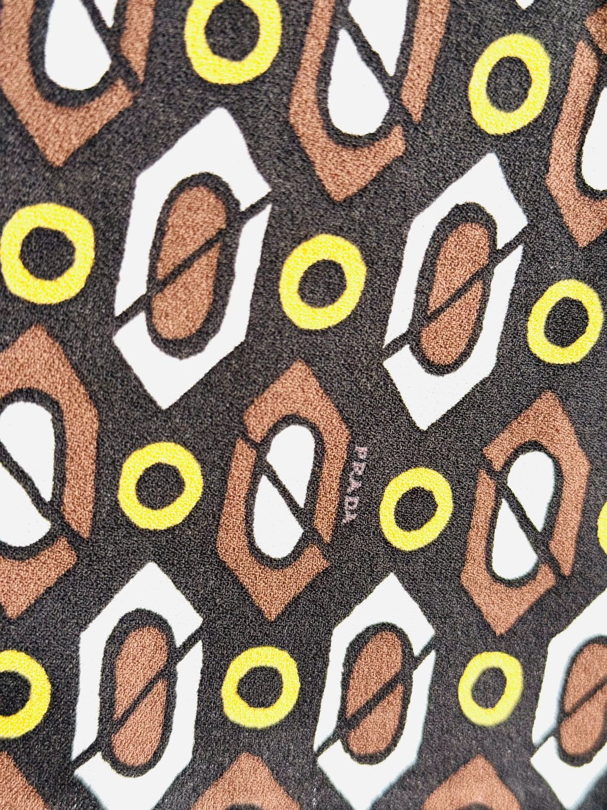 Prada Prada fall 2014 deep V dress leather trim geometric print 38 Size XS / US 0-2 / IT 36-38 - 3 Thumbnail