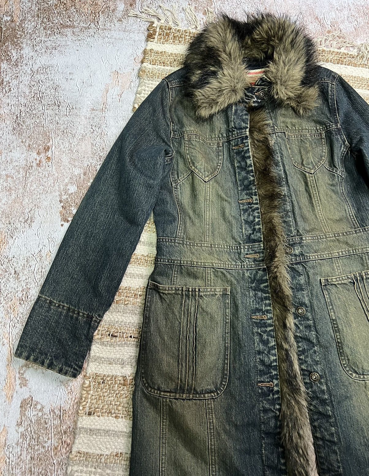 Vintage Vintage Japanese style river island acid washed denim coat Size S / US 4 / IT 40 - 3 Thumbnail