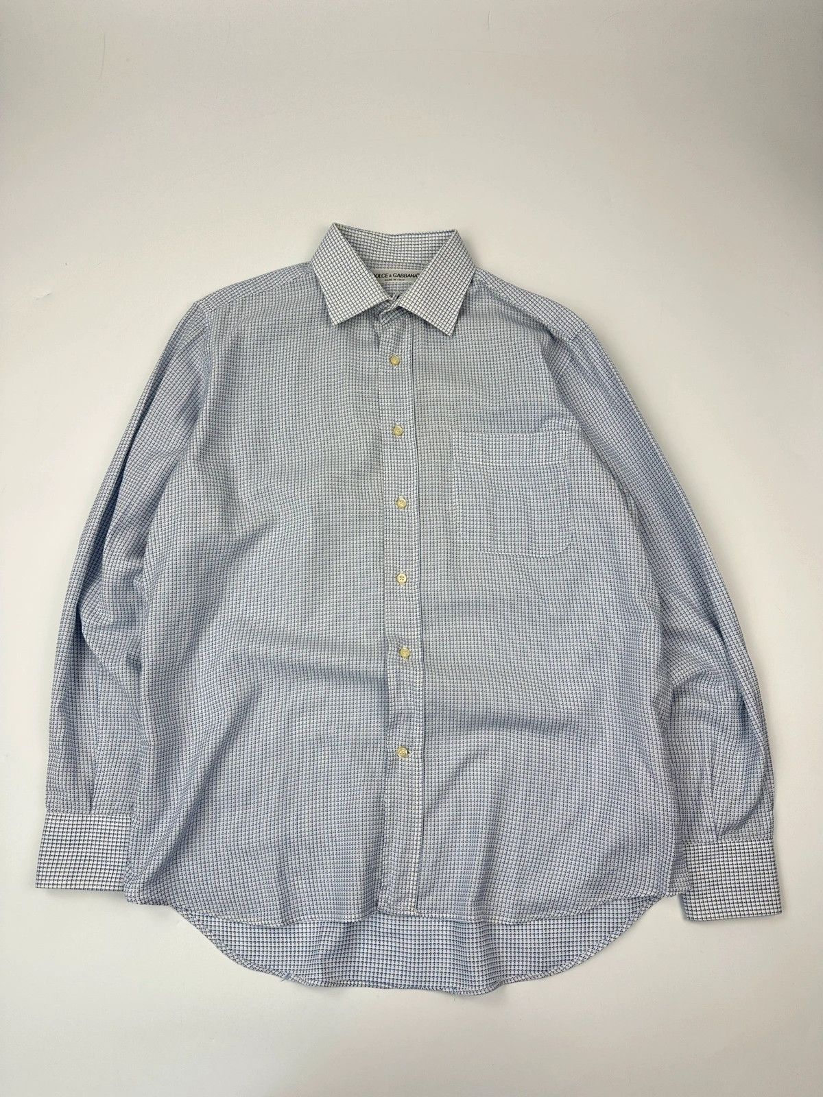 Dolce & Gabbana Dolce & Gabbana 90s Micro Checkered Dress Pocket Shirt Size US L / EU 52-54 / 3 - 1 Thumbnail