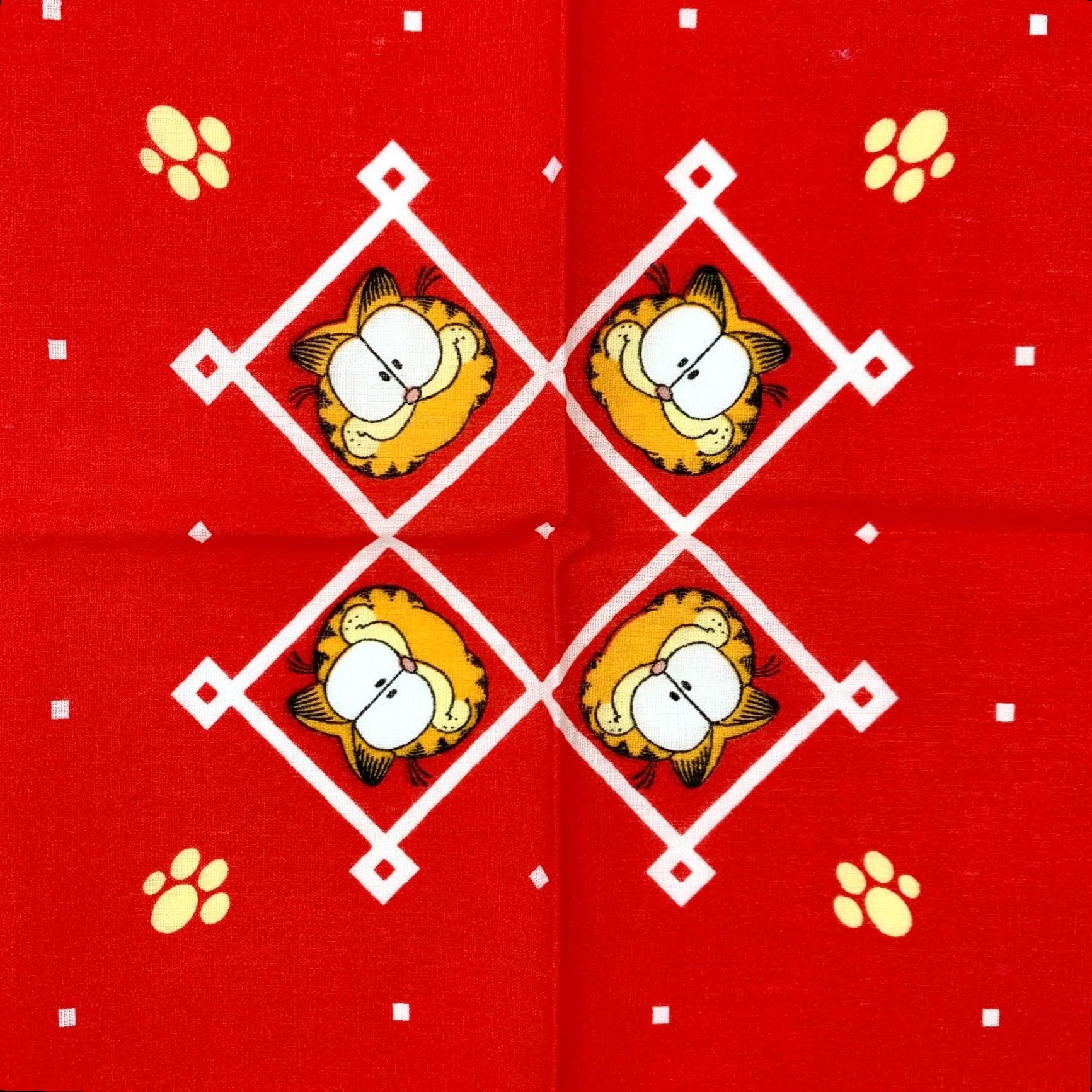 Vintage VINTAGE United Feature Syndicate Garfield Bandana 21.5"x21" Red Unisex USA Garfied Size ONE SIZE - 6 Thumbnail