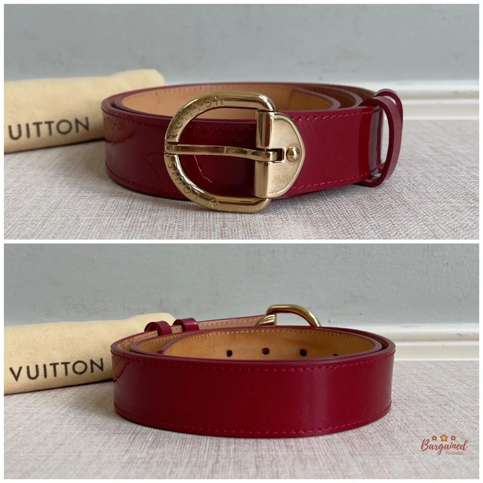 Louis Vuitton Louis Vuitton Pomme D'Amour Monogram Vernis LV Frame Belt Size ONE SIZE - 5 Thumbnail