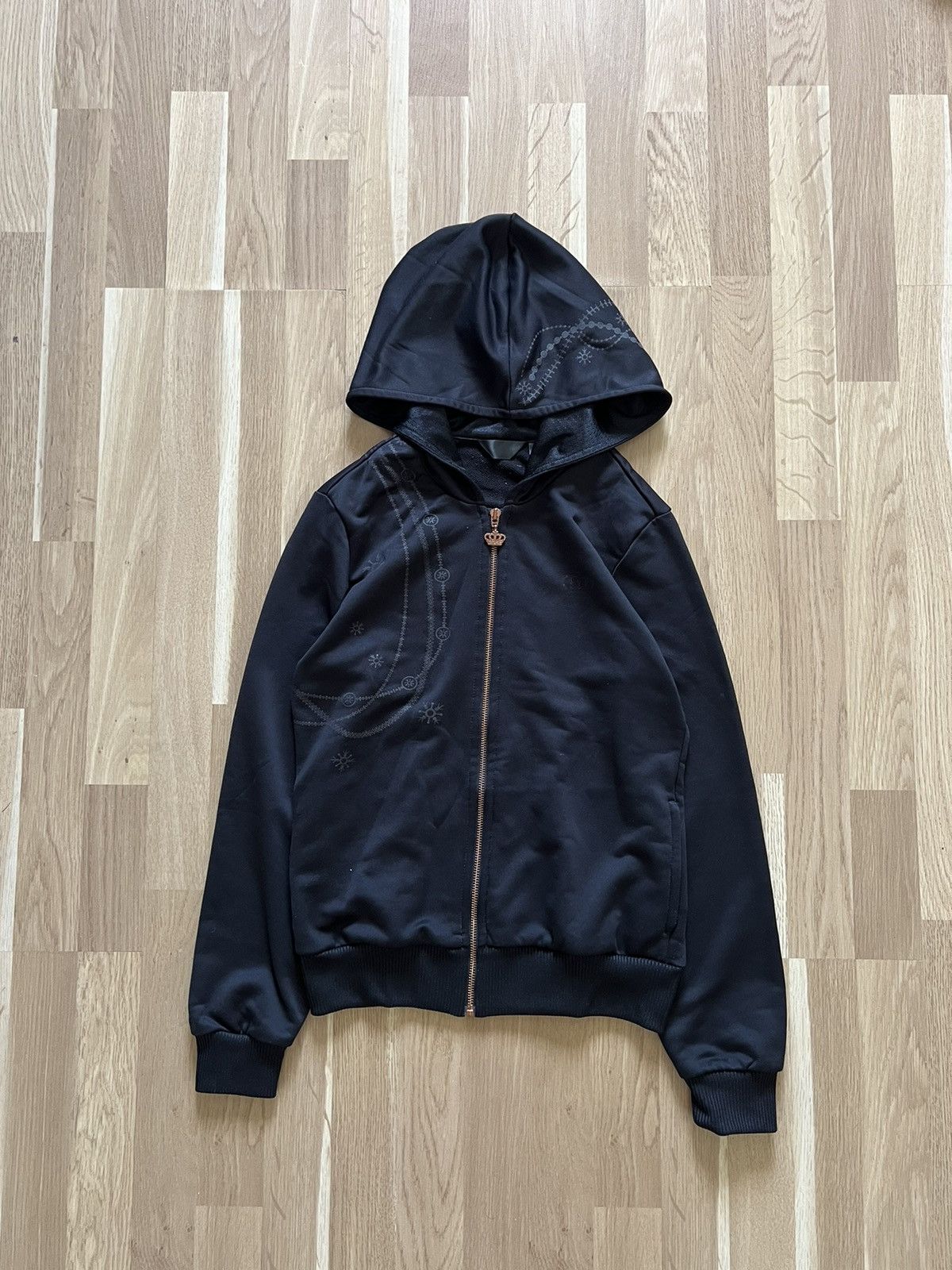 Adidas vintage punk avant garde zip hoodie crown y2k style