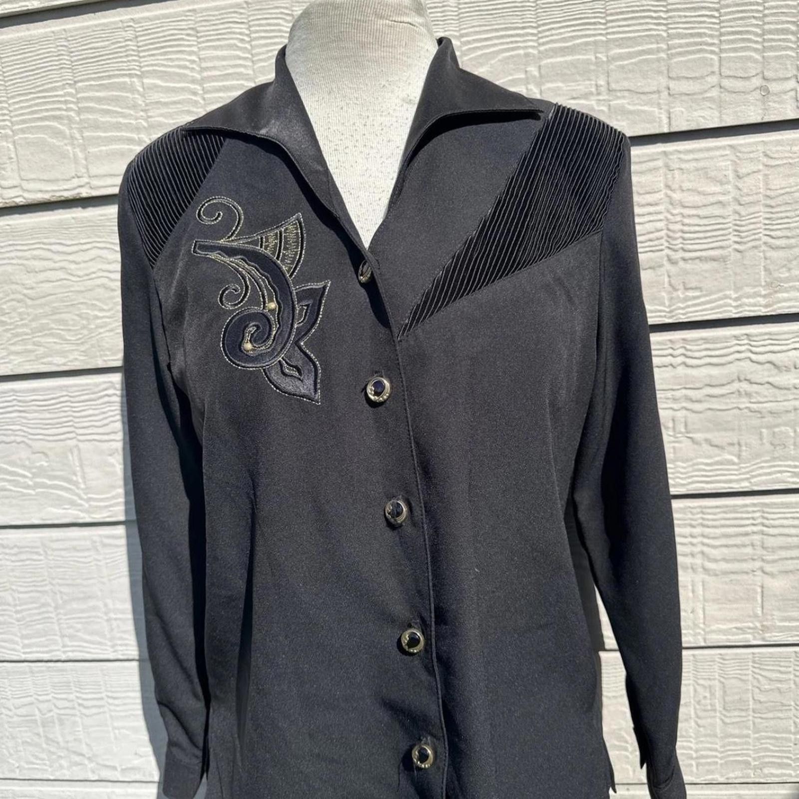 Other Vintage 90s Womens Blazer Blouse Buttons Black City Girls Size M / US 6-8 / IT 42-44 - 1 Thumbnail