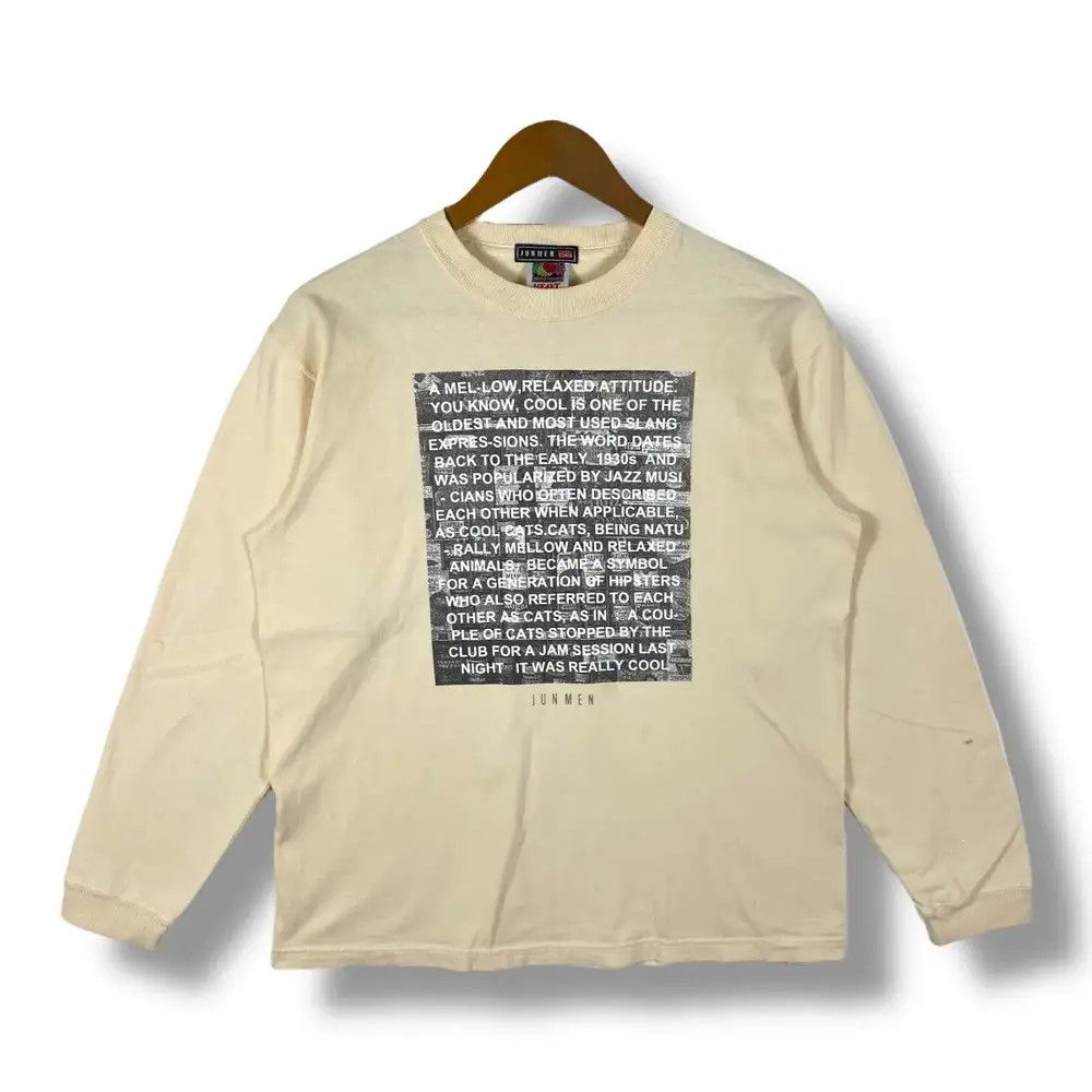 Japanese Brand Vintage 90's JUNMEN Poetry Graphic Longsleeve Tee Shirt Size US M / EU 48-50 / 2 - 1 Thumbnail