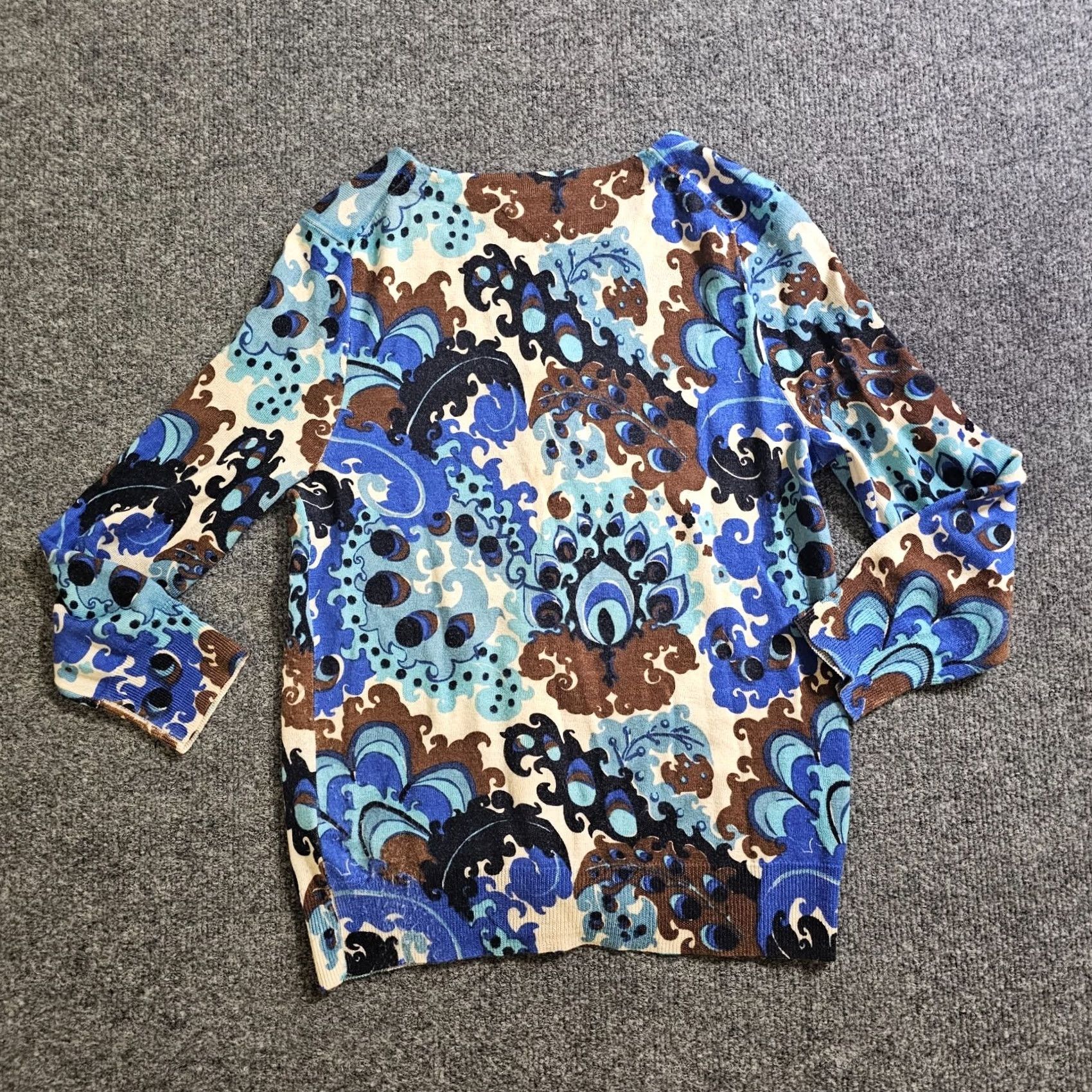 J.Crew J.CREW Cardigan Sweater Women Small Blue Abstract Wool Long Sleeve Casual Career Size S / US 4 / IT 40 - 7 Thumbnail