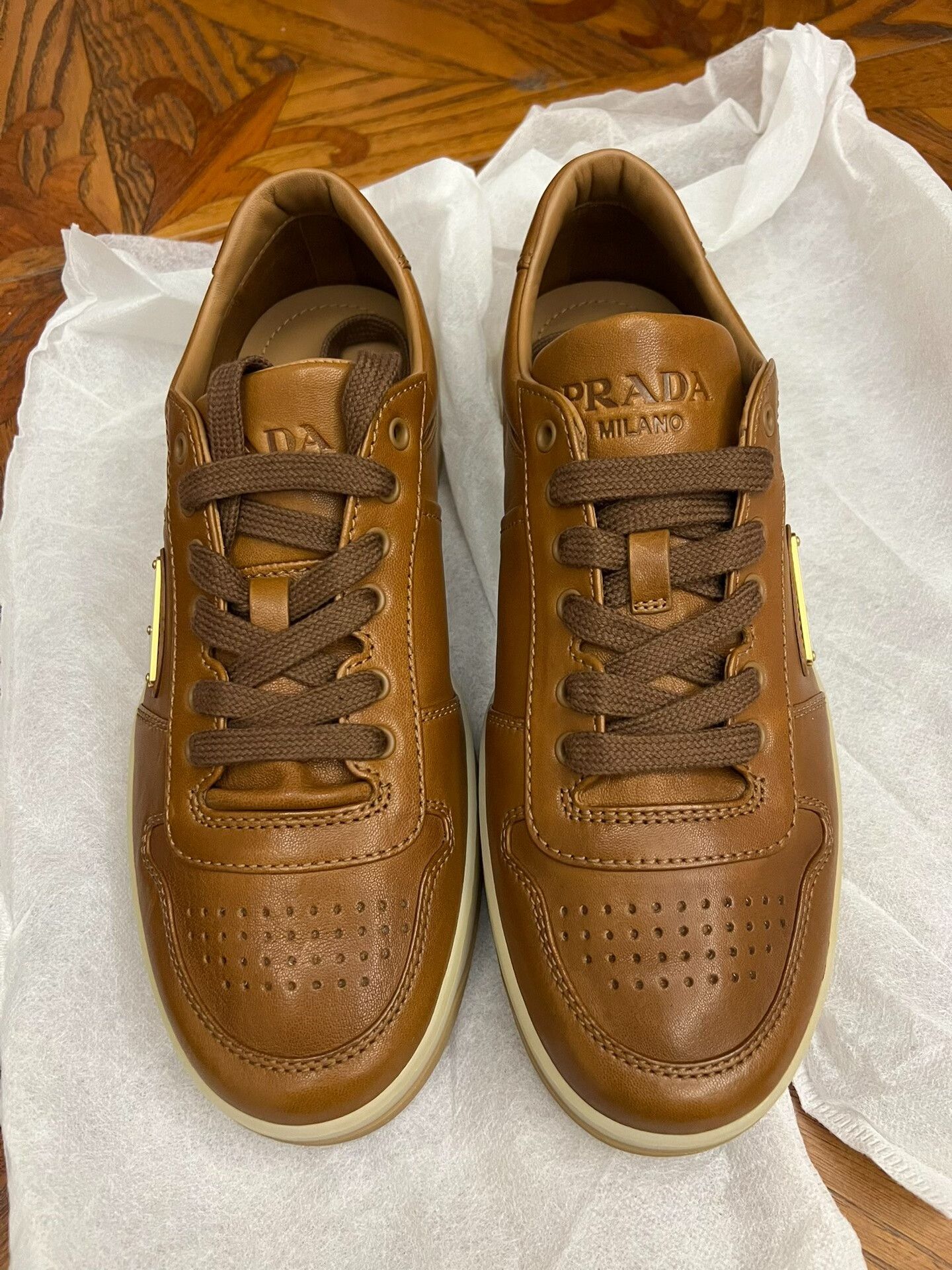 Prada Downtown Leather Low-Top Men's Sneaker