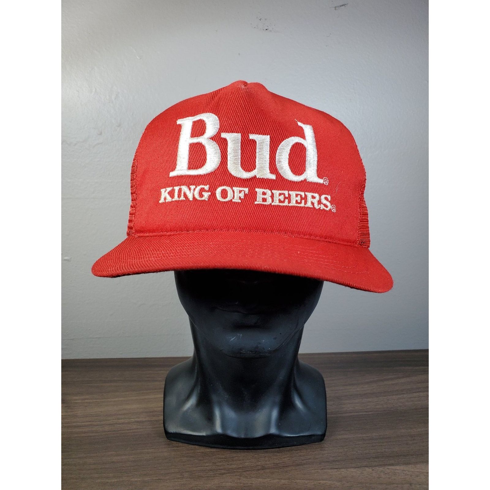 Swingster × Vintage Bud King of Beers Snapback Cap Trucker Hat Red Budweiser USA Size ONE SIZE - 3 Thumbnail