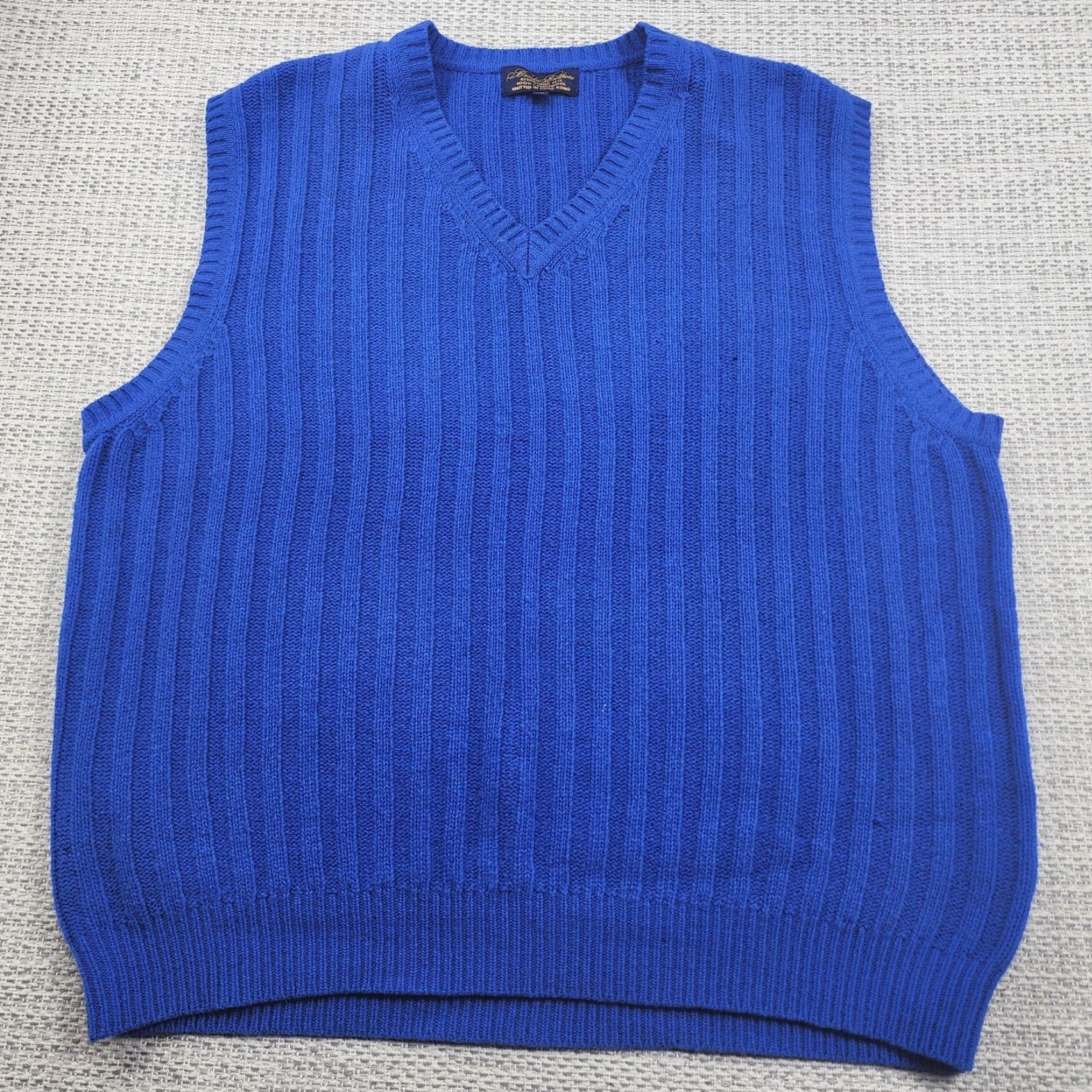 Brooks Brothers VINTAGE Brooks Brothers Sweater Vest Mens XL Blue Lambswool V Neck Rib Knit Pullover Size US XL / EU 56 / 4 - 2 Thumbnail