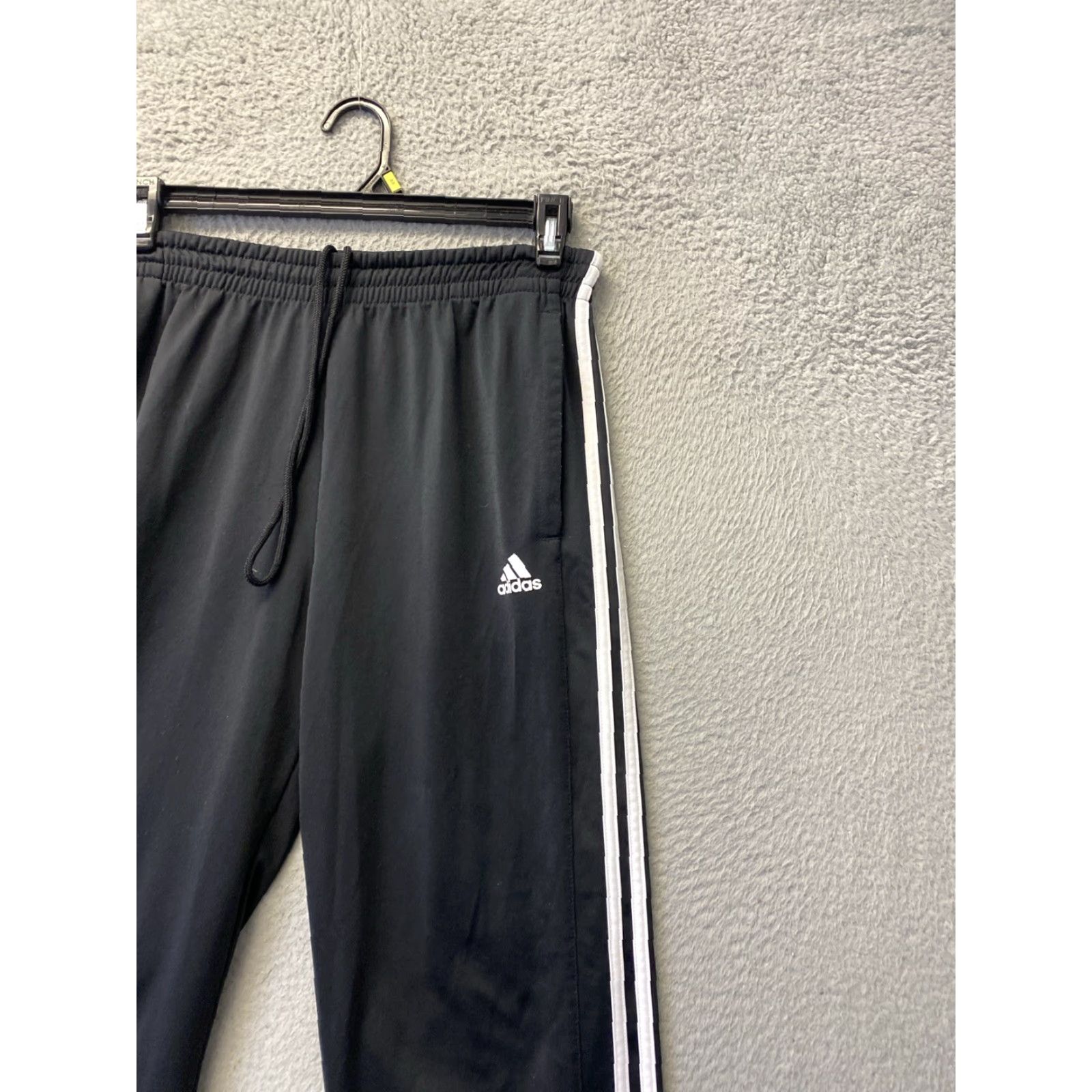 Adidas Adidas Men's Athletic Pants Sz L Black White Striped Workout Gym Sports Sweatpants Size US 33 - 2 Thumbnail