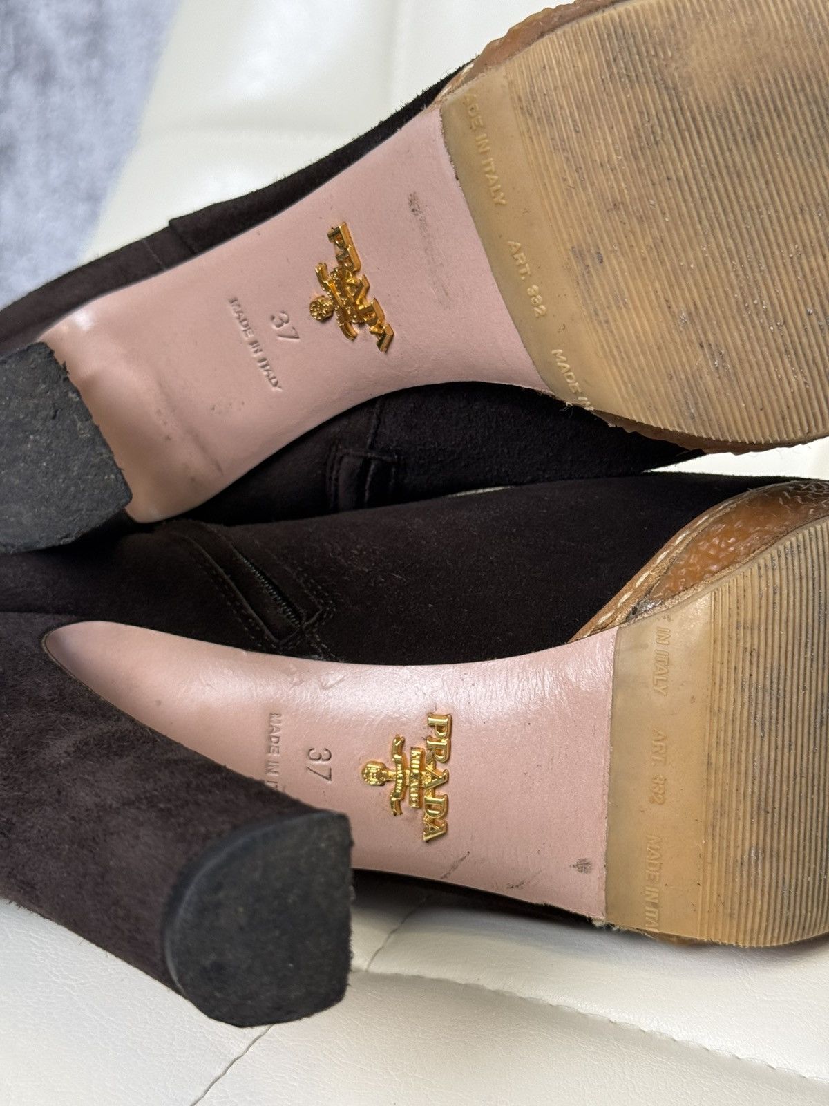 Prada Prada Suede Ankle Boots Brown High Heel Platform Zip Size 37 Size US 7 / IT 37 - 21 Thumbnail