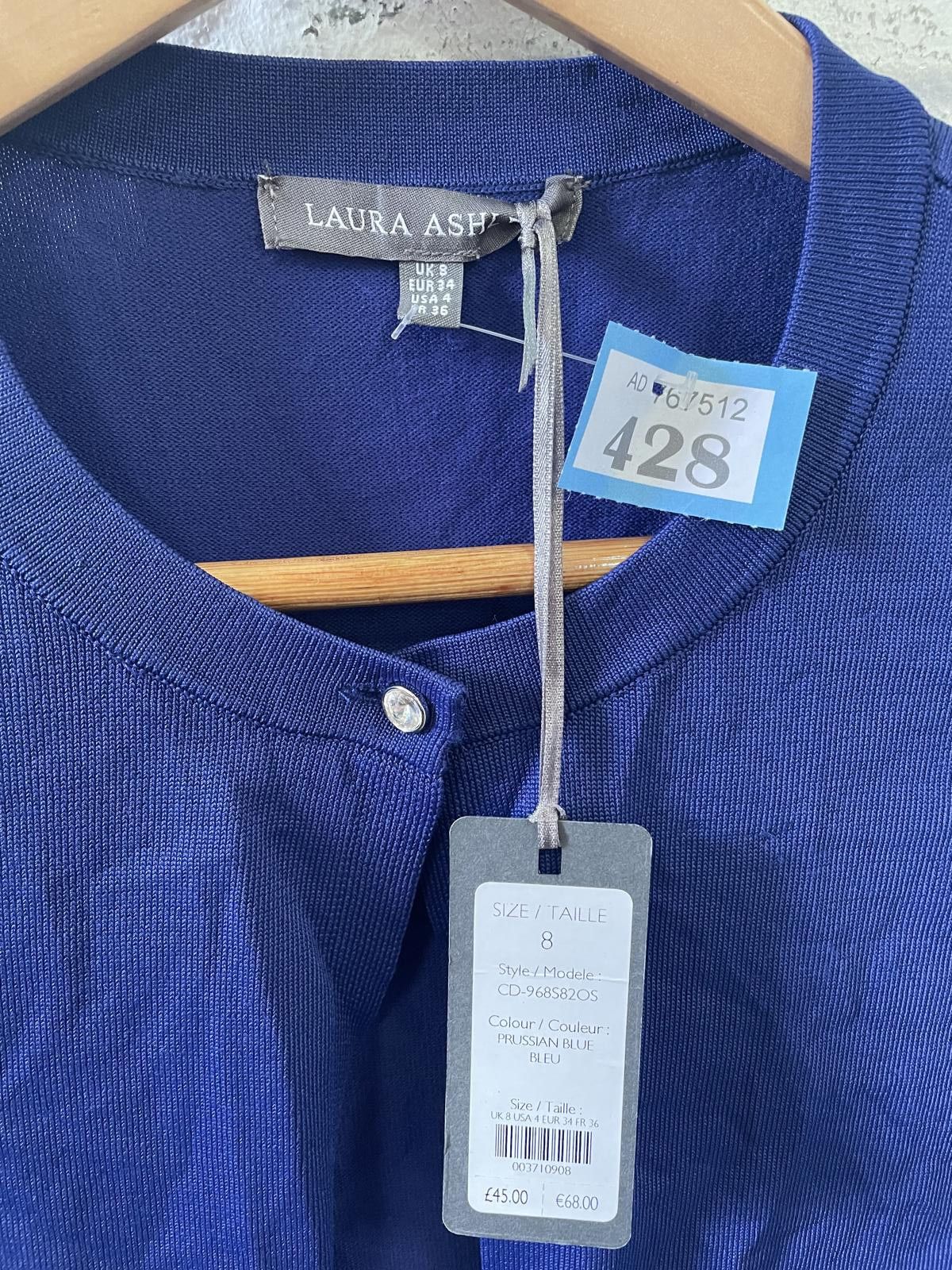 Designer Laura Ashley Women's Blue Cardigan Sweater Size 8 Size M / US 6-8 / IT 42-44 - 3 Thumbnail