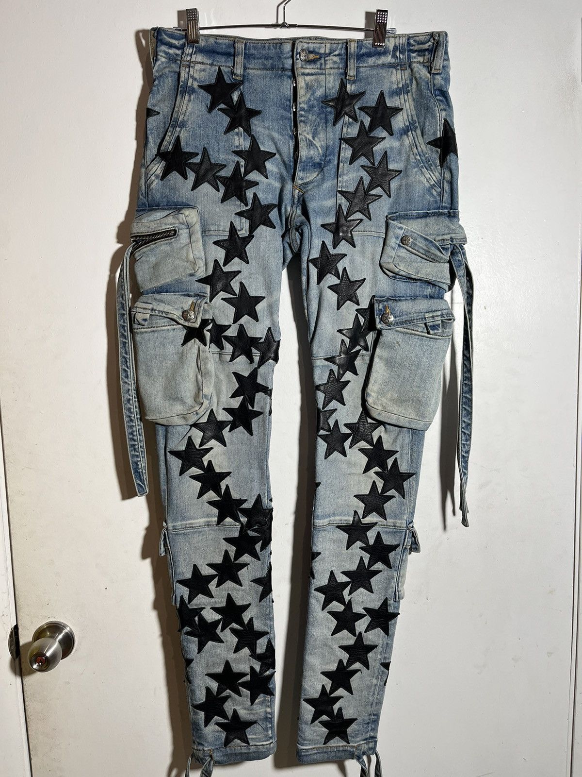 image of Amiri Denim Star Patches in Blue Denim, Men's (Size 33)