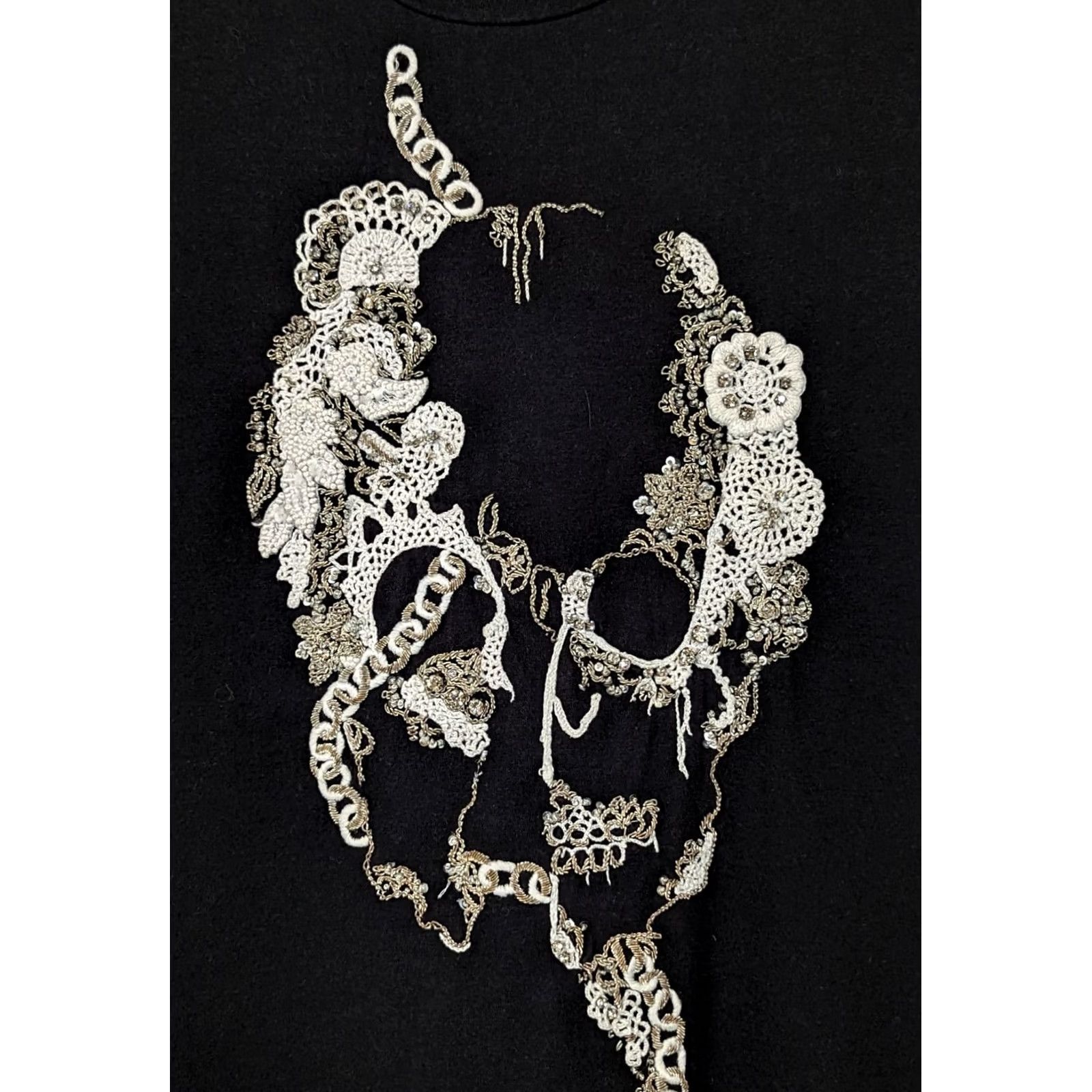 Alexander McQueen VINTAGE Alexander McQueen Archive Embroidered Skull Sequin Diamond T Shirt Black Size 40 Mens? Womens? Size S / US 4 / IT 40 - 3 Thumbnail