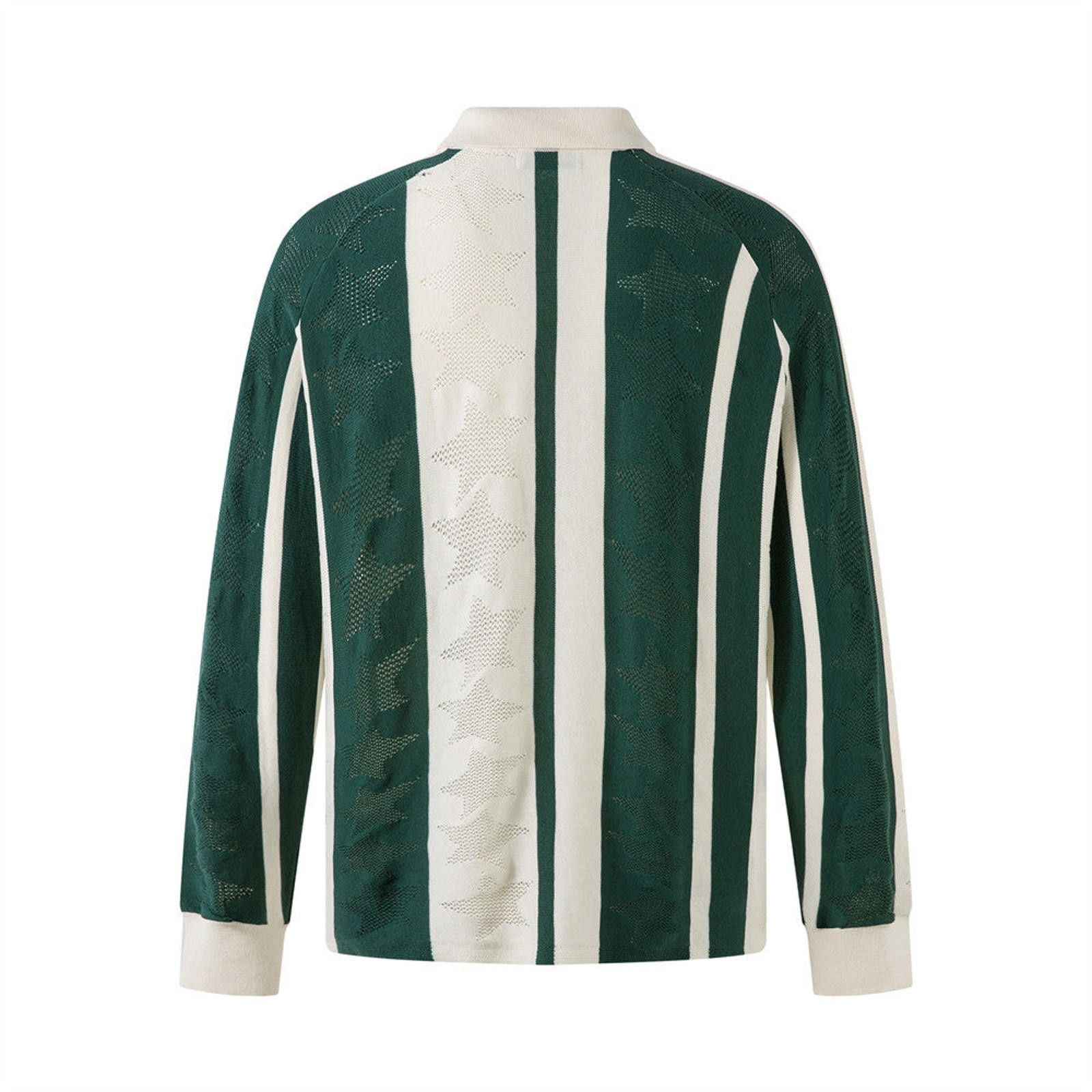 Vintage Athletic Striped Knit Polo Shirt, Long Sleeve Size US M / EU 48-50 / 2 - 2 Thumbnail